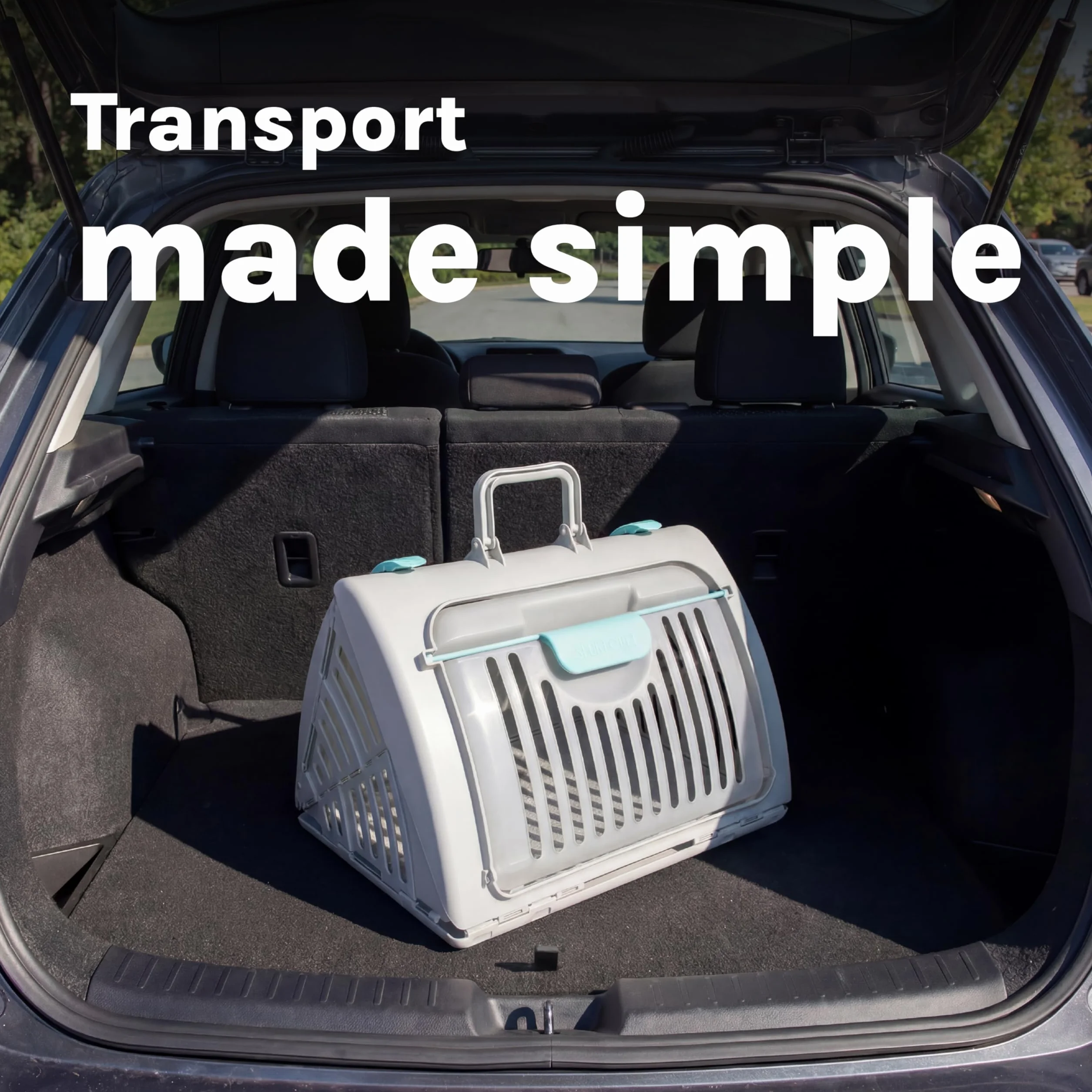 SportPet Designs Sac de Transport Pliable en Plastique pour Chat Gris avec Lit Imperméable