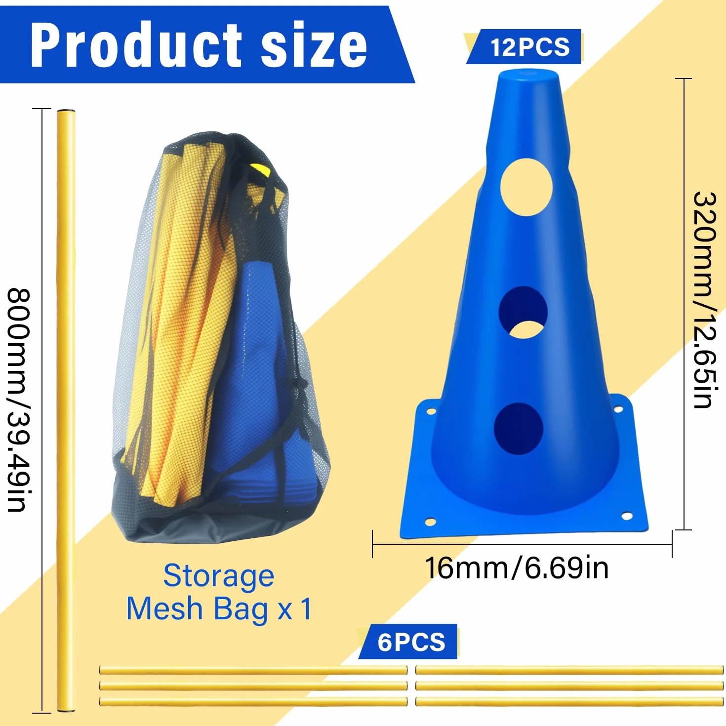 Kit d'obstacles Agility pour Chien 5 Pièces Haies d'Entraînement 23cm Réglable Bleu