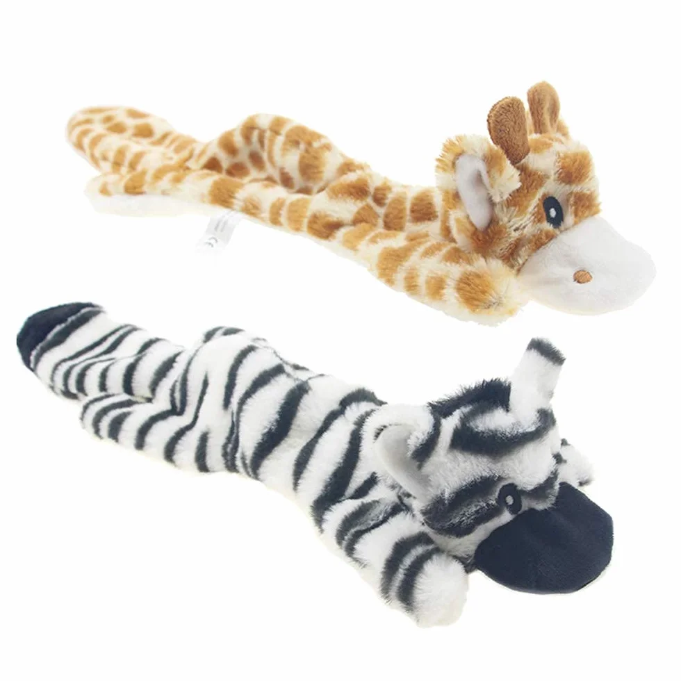 Hotype Lot de 2 Jouets Sonores en Peluche pour Chiens, Non Farcis, Sécuritaires à Mâcher, Cerf et Zèbre