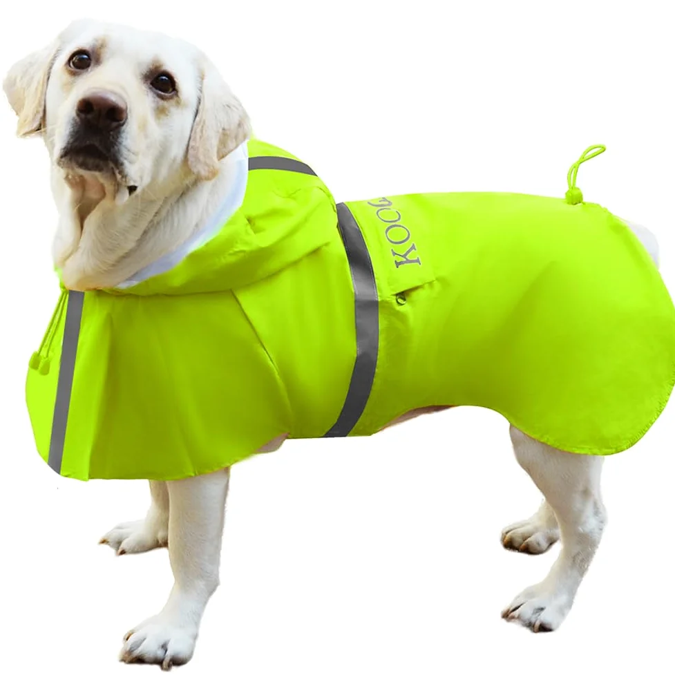 Manteau de pluie imperméable pour chien de taille moyenne et grande (vert fluo, taille 5XL)