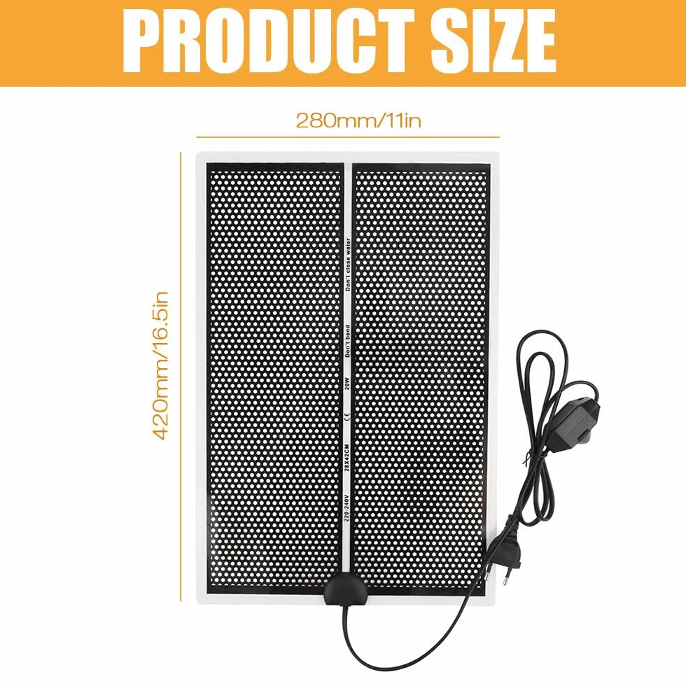 Tapis Chauffant Reptile 20W Réglable avec Contrôle de Température 42x28CM