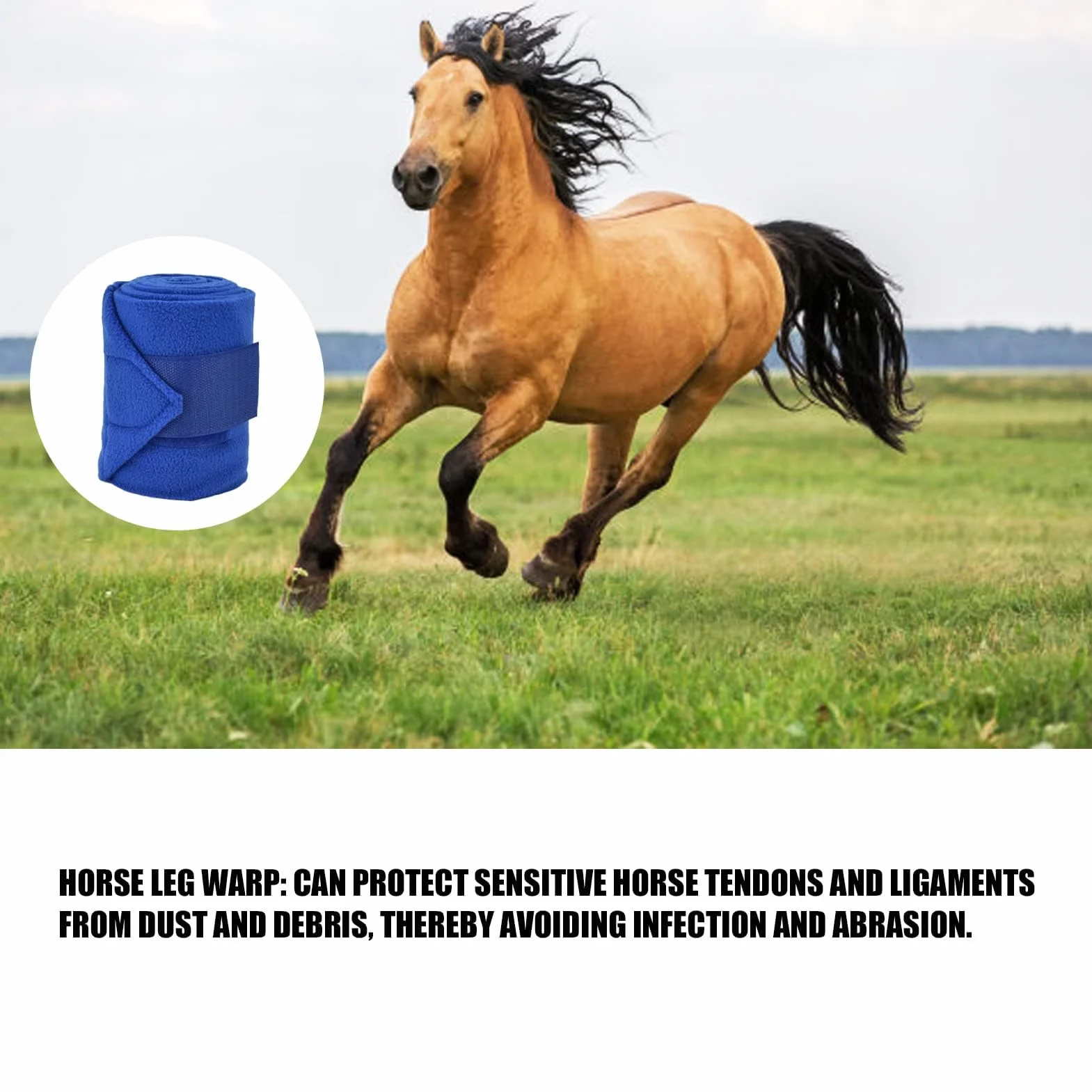 Lot de 4 Bandes de Protection pour Pattes de Cheval, Bandages pour Jambes et Queue, Polo, Attaches