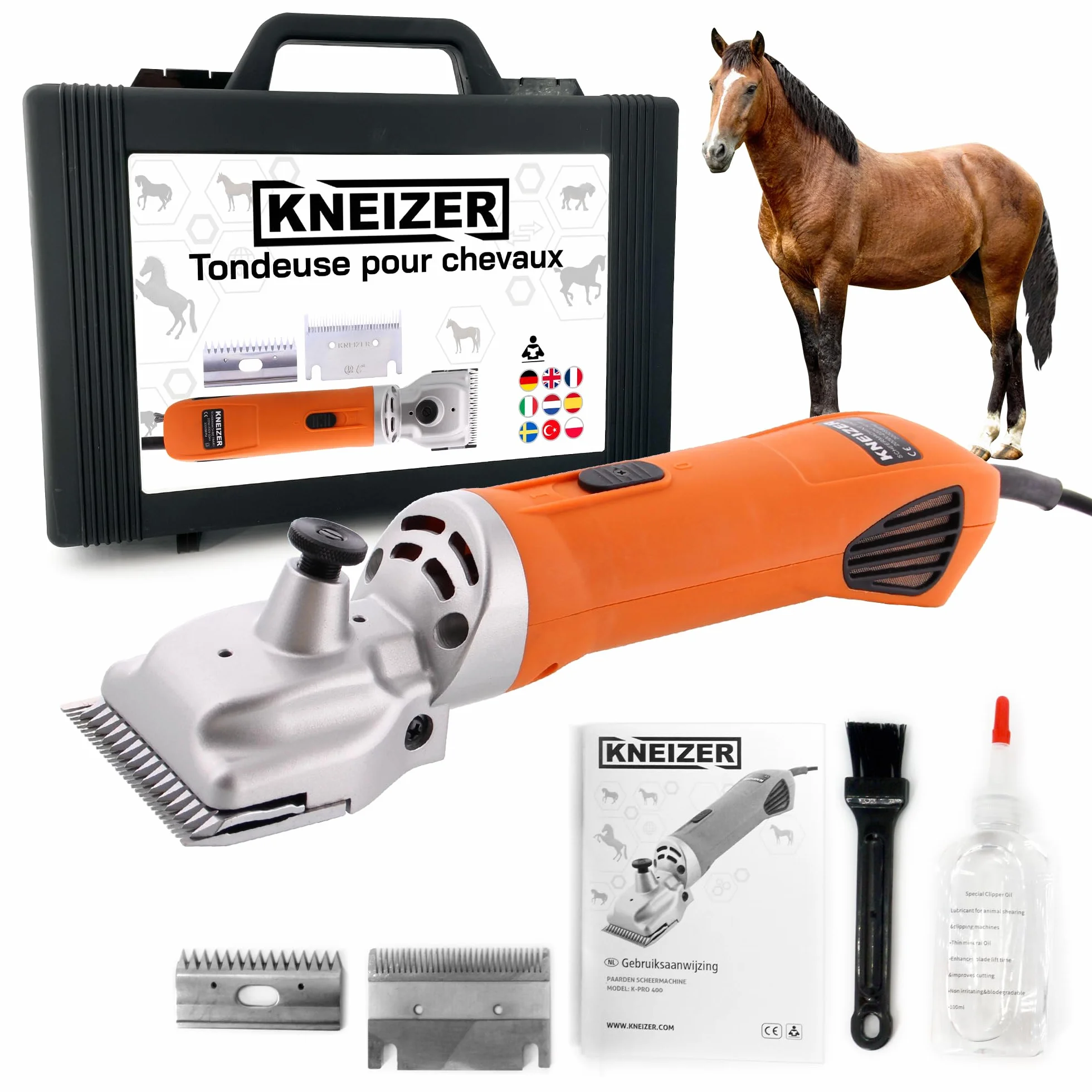 Tondeuse pour Chevaux Silencieuse Faibles Vibrations Lames Interchangeables