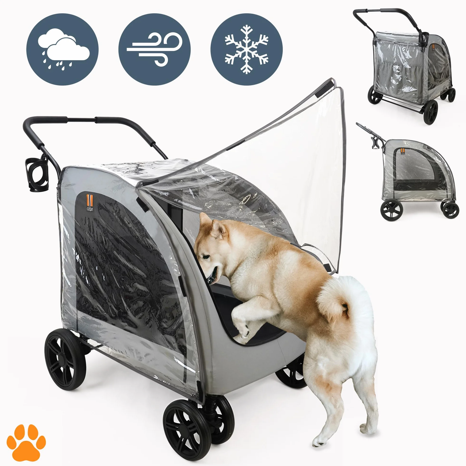 Chester Dog Stroller dla Dużych Psów Składany Wózek 50 kg Szary