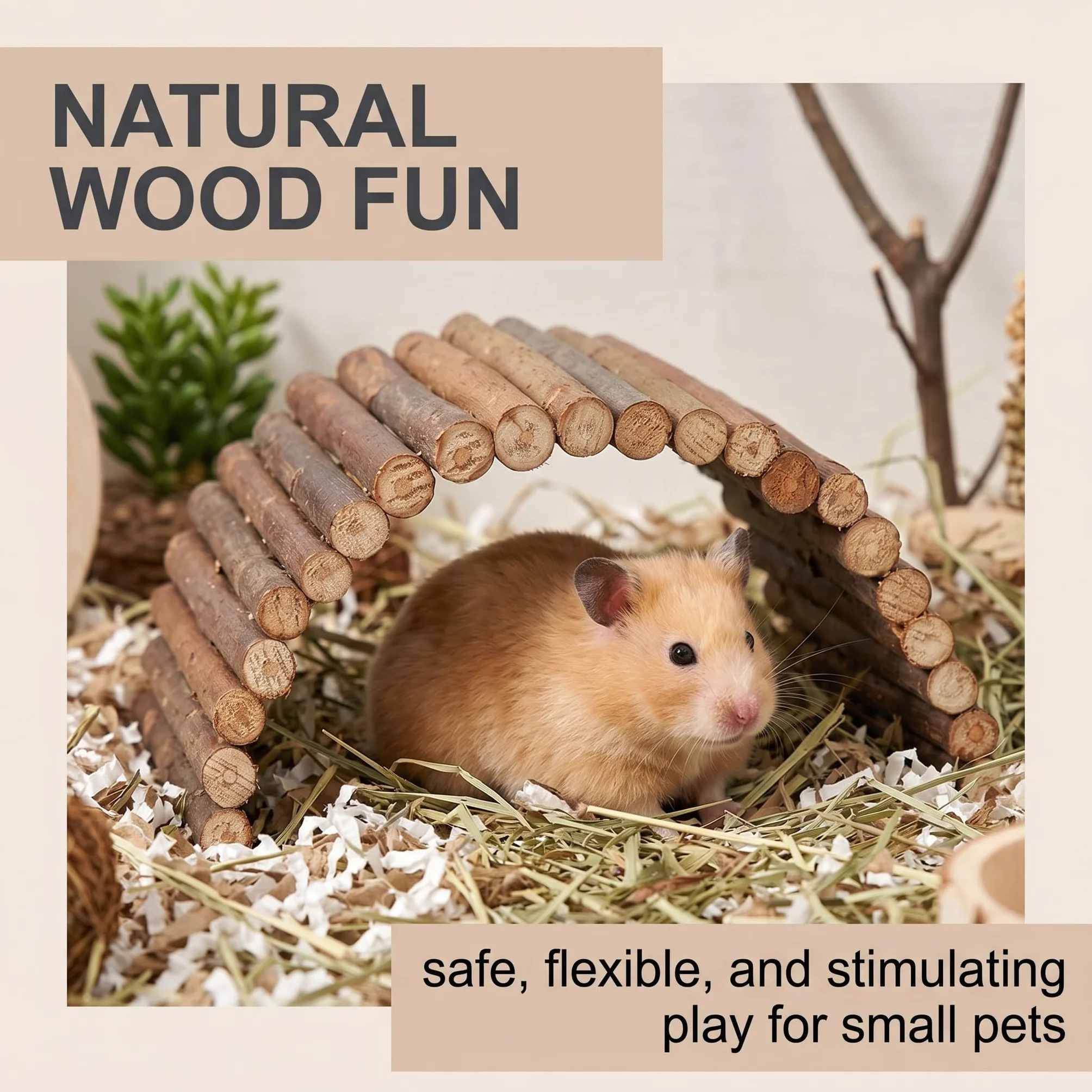 Ponts en bois de saule pour hamster 10*20 cm - Jouet pour rongeurs