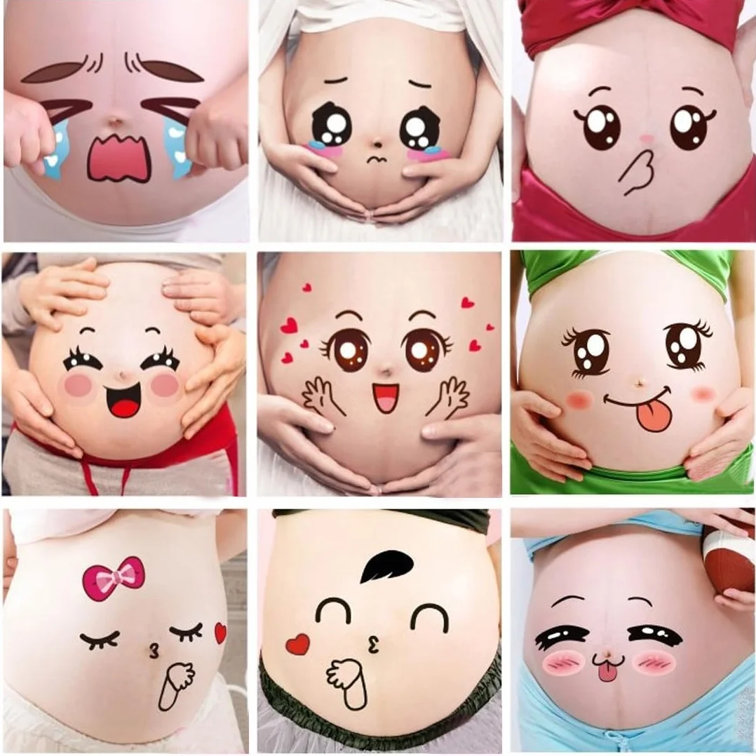 Accessoires Photo Grossesse Autocollants Expressions Faciales pour Femmes Enceintes Future Maman Décoration Ventre Photographie Maternité