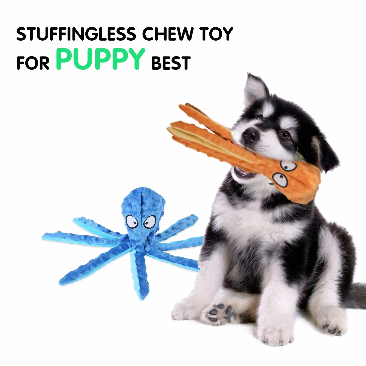 Jouets Sonores en Peluche pour Chiens Hotype, Jouets à Mâcher Non Farcies, Paquet de 2, Poulpe