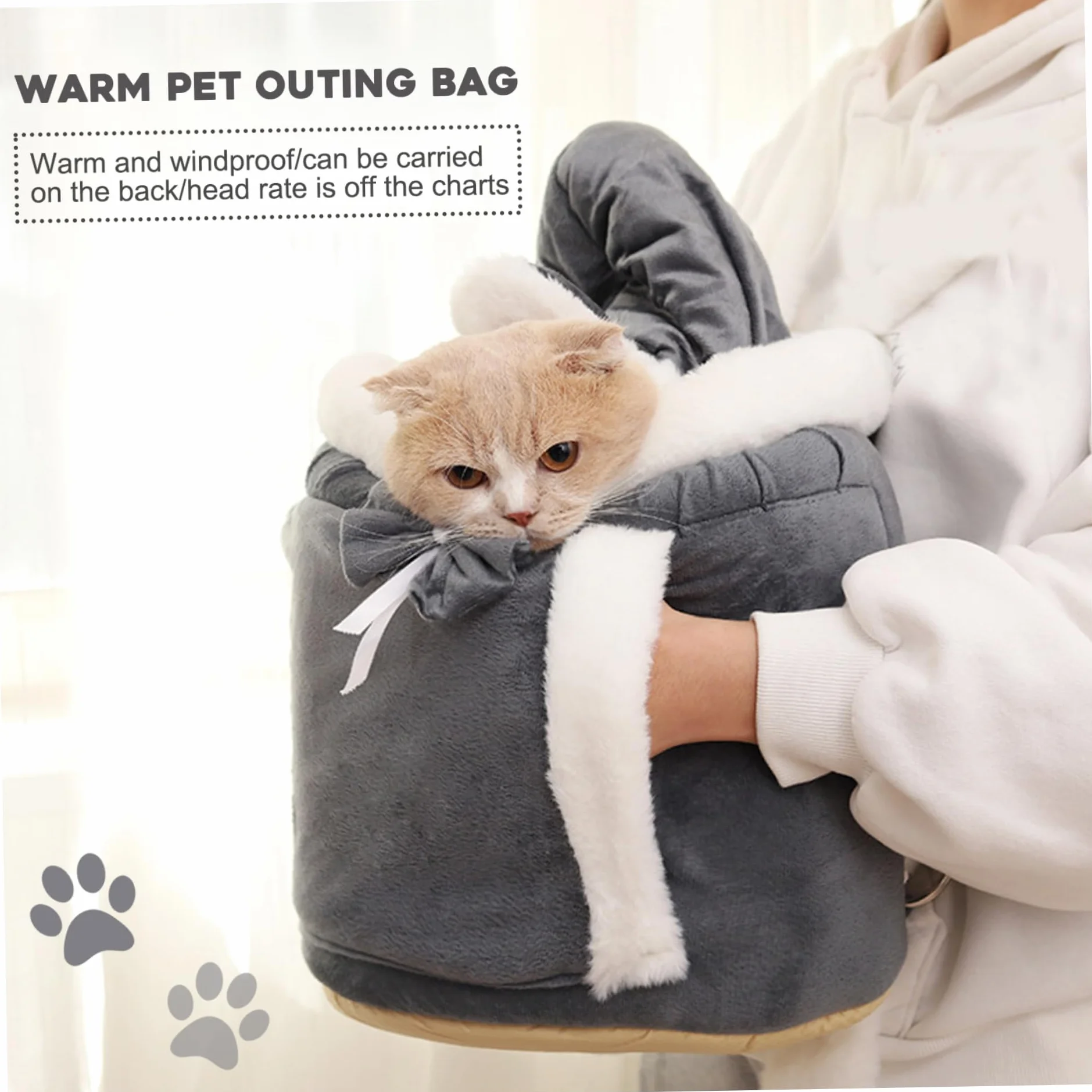 Sac à Dos pour Chat Transport Hiver Chaud Soft Double Pockets Front Carrier