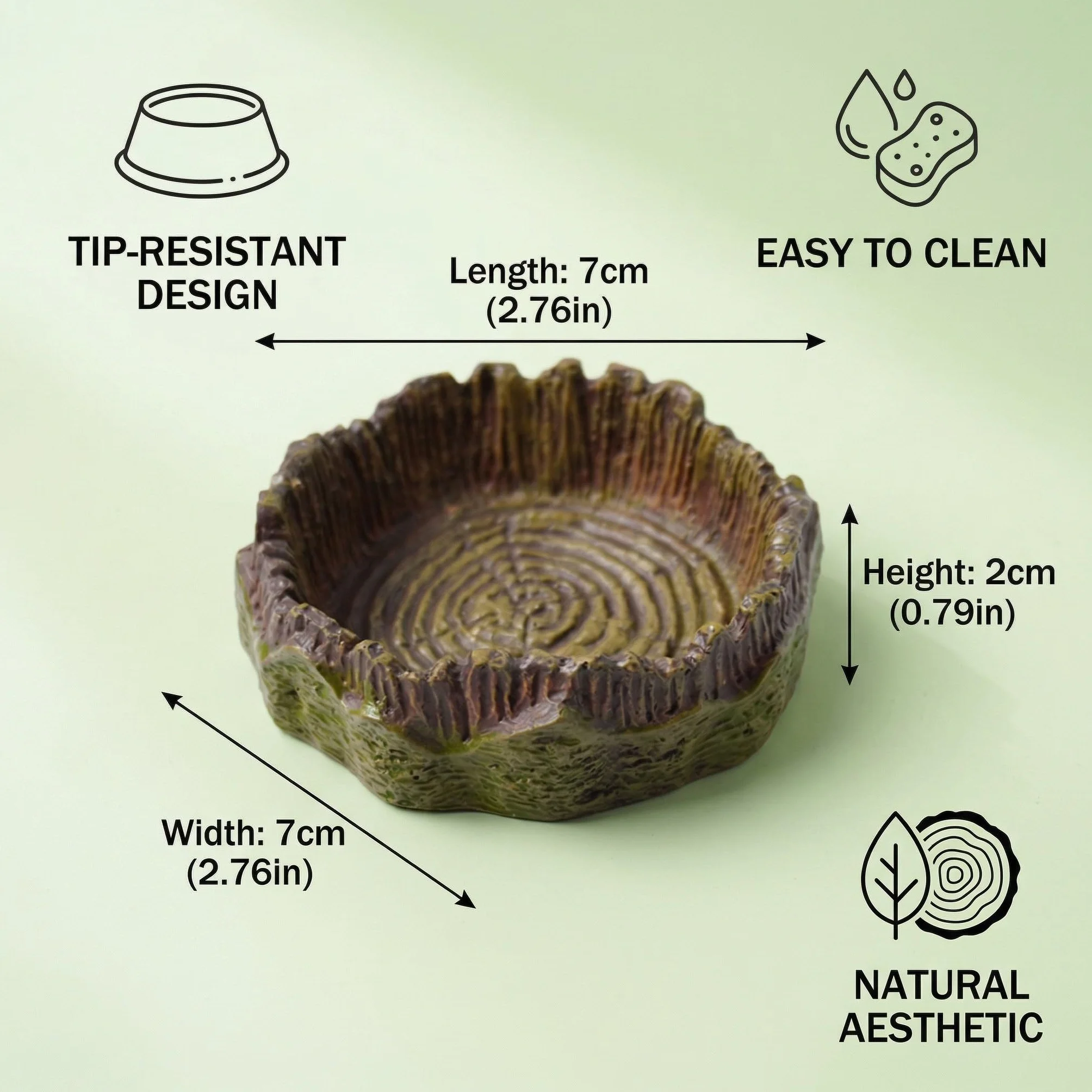 Abreuvoirs en Forme de Souche d'Arbre pour Reptiles, Bol Alimentation Résine Tortue Lézard Gecko Serpent