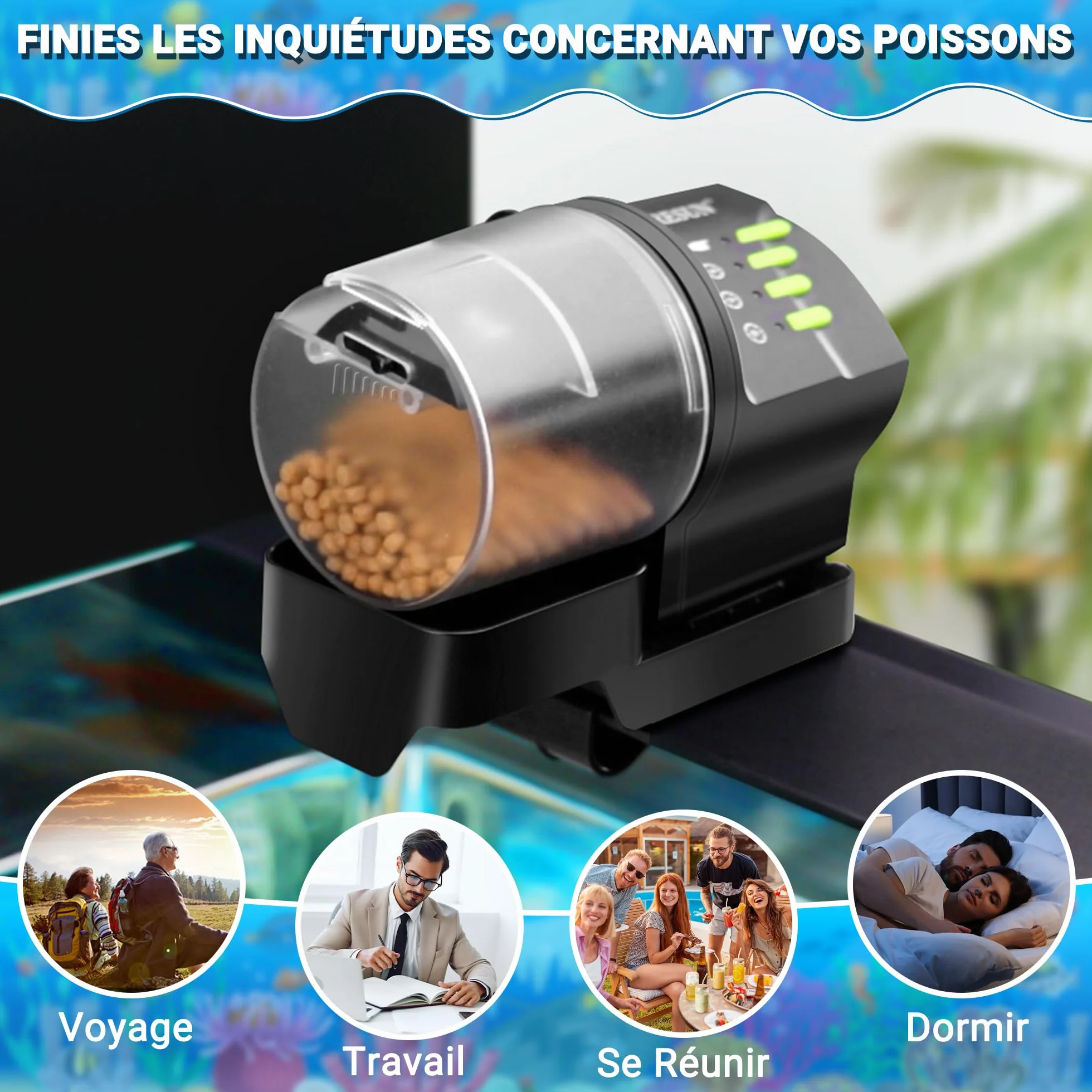 Resun AF2020 Aquarium Distributeur Nourriture Poisson Automatique Réglable
