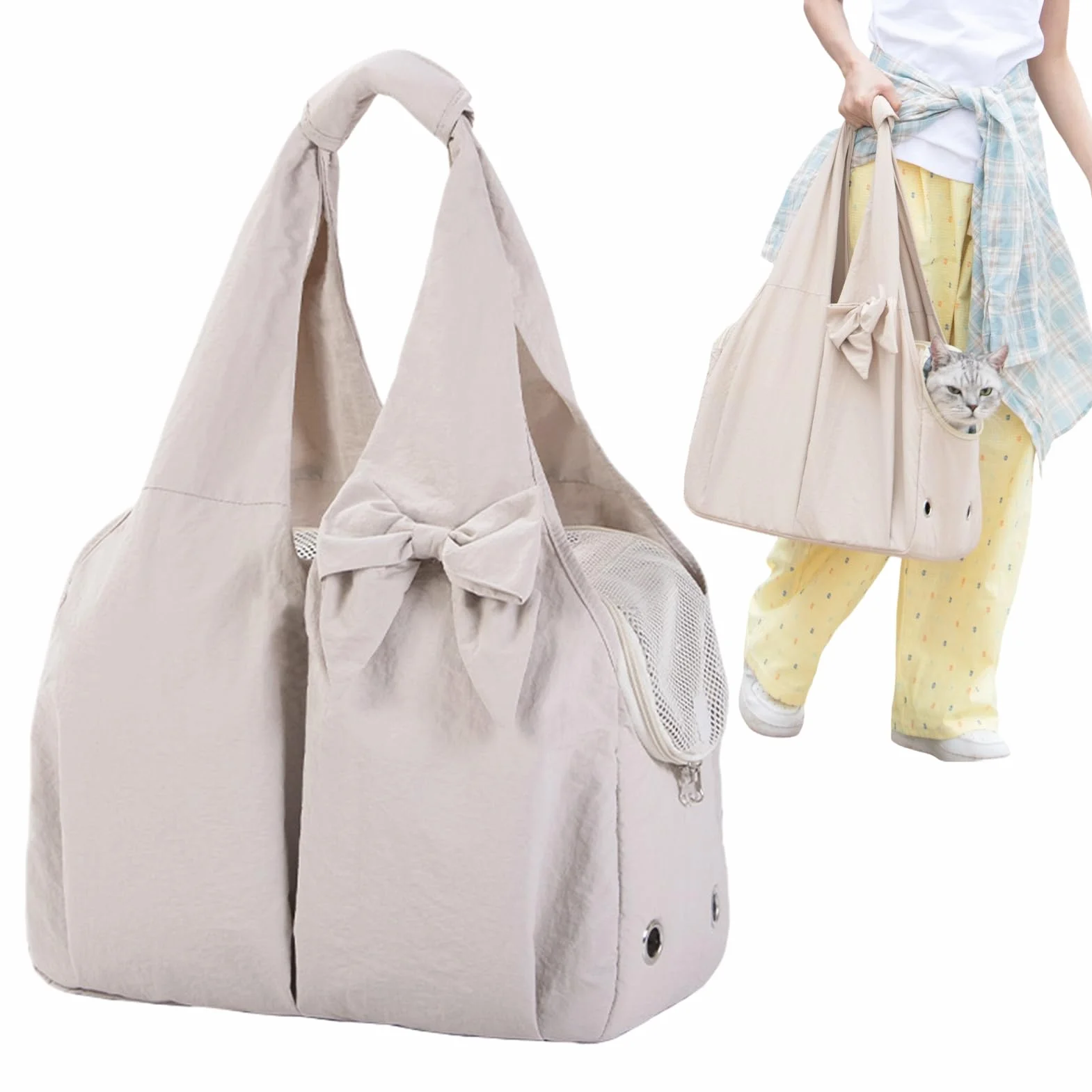 Sac de Transport pour Petit Chien avec Fenêtre et Poches Latérales - Randonnée, Vélo, Voyage
