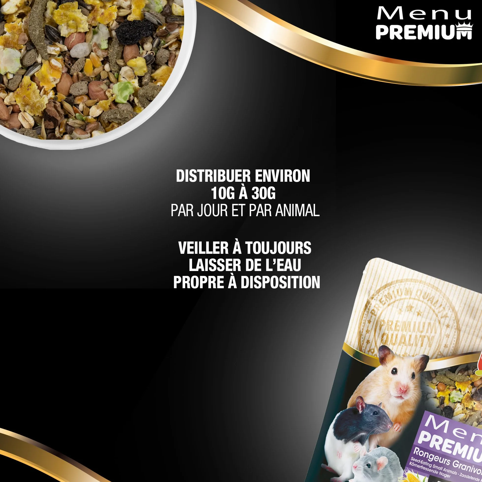 Menu Premium pour Rongeur Granivores Riga - Mélange de Graines, Céréales, Légumes, Fruits et Noix - 500 g