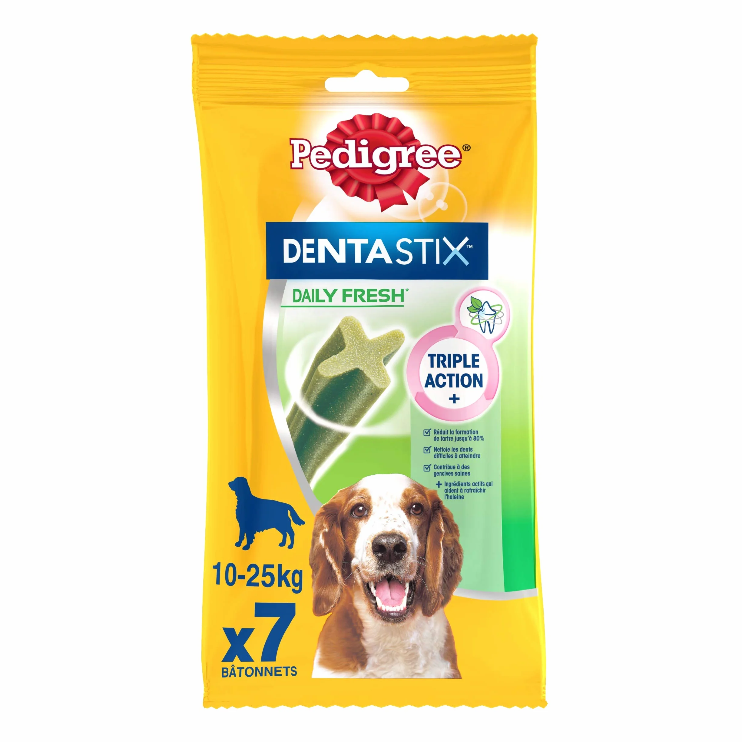 Pedigree Dentastix Fresh Friandises pour chien moyen, 7 bâtonnets hygiène bucco-dentaire 200 g
