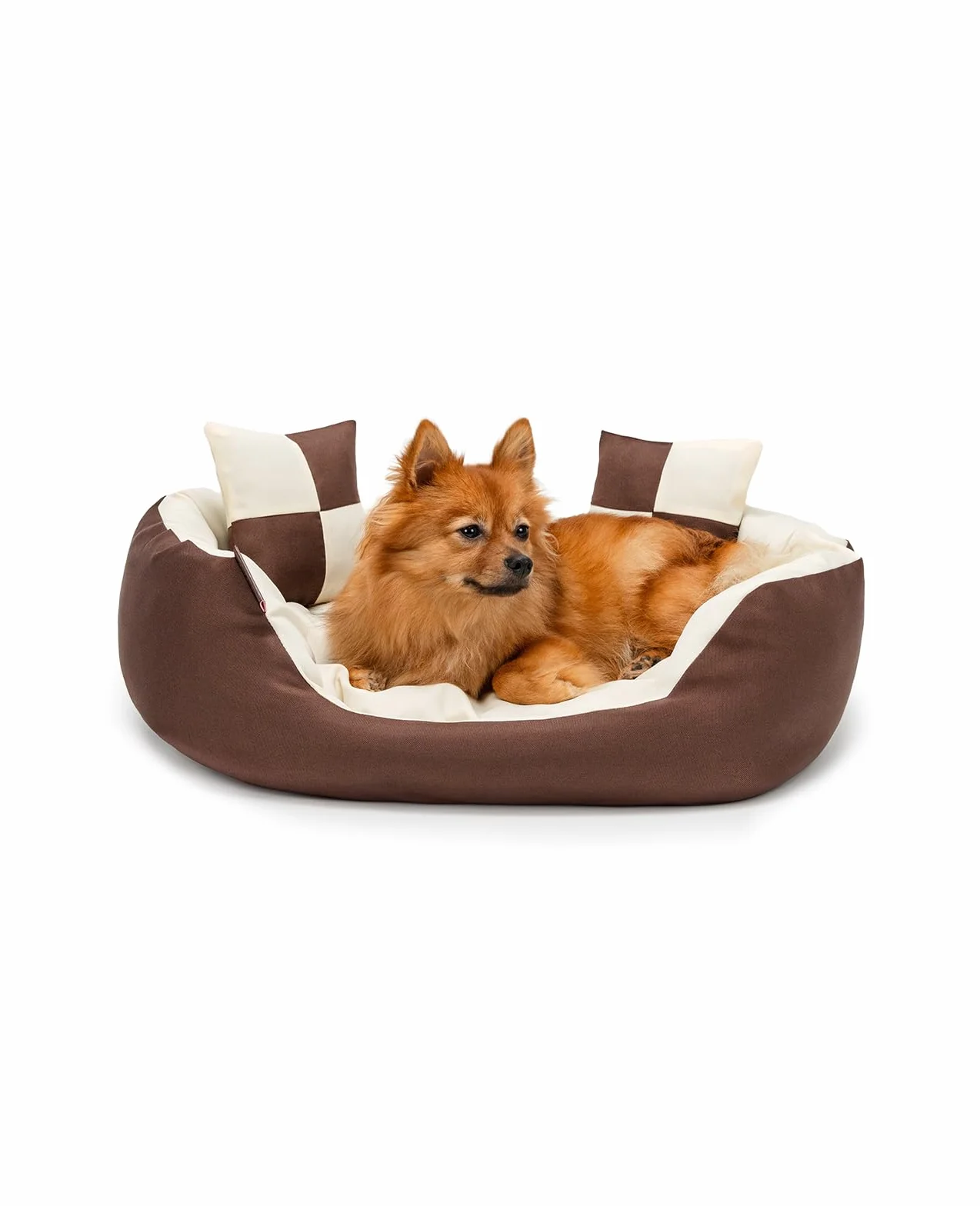 Lionto Lit pour Chien 4-en-1 avec Coussin réversible 65x50 cm Marron/Beige
