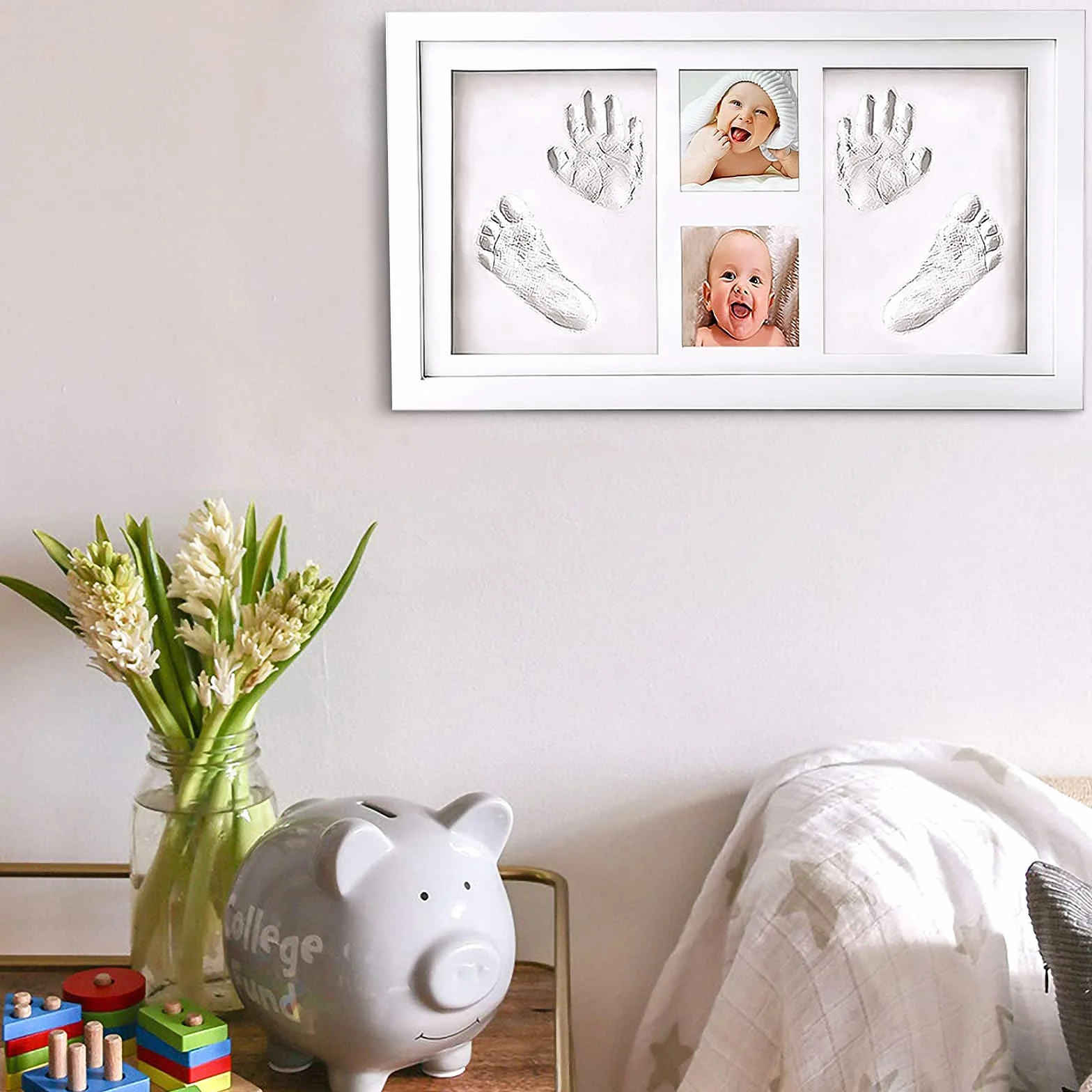 Cadre Empreintes Bébé Kit Empreinte Mains Argile Souvenirs Naissance