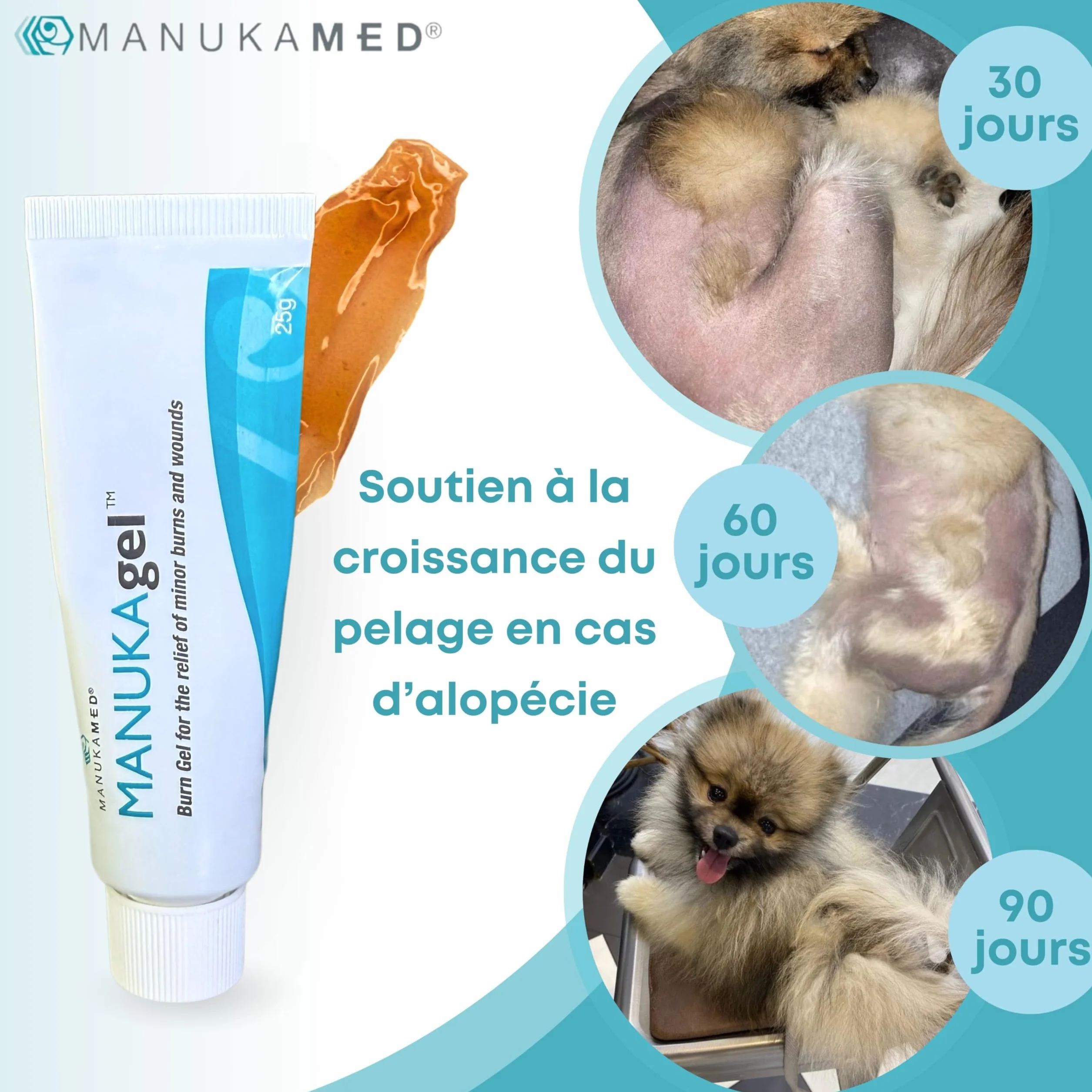 ManukaMed MANUKAgel Crème cicatrisante pour Chiens Chevaux Chats MGO 560+ antibactérien 25 g