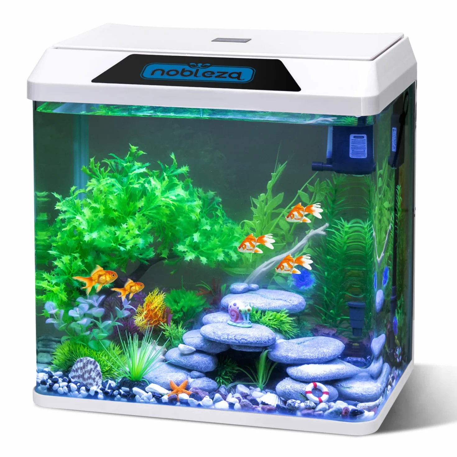 Nobleza 30L Aquarium Complet avec Filtration Intégrée LED Blanc