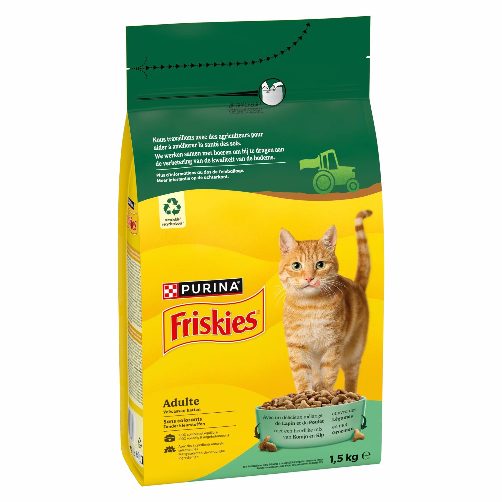 FRISKIES Croquettes pour Chat Adulte Au Lapin, au Poulet et aux Légumes 1,5 KG
