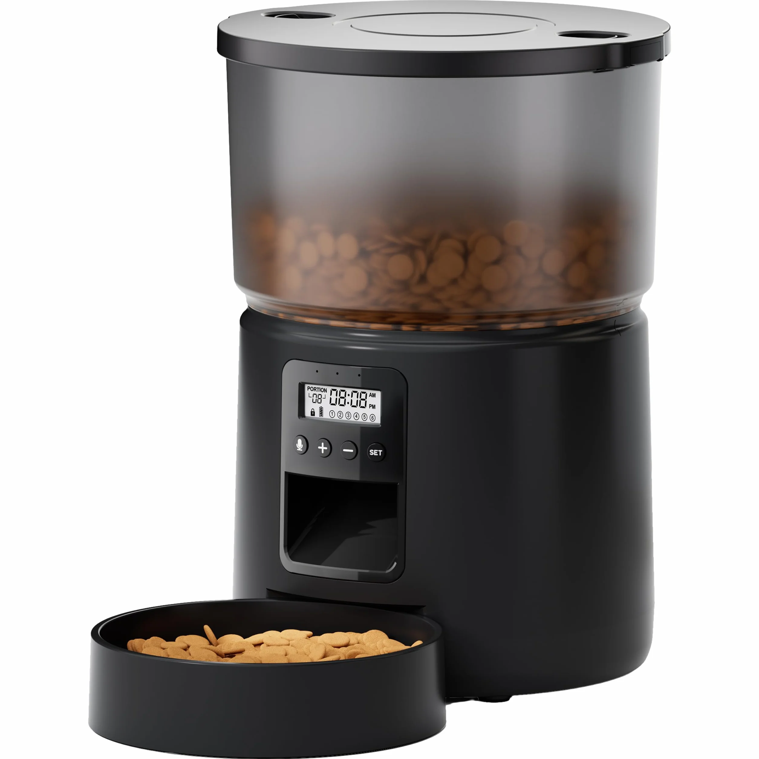 Distributeur Croquettes Chat Automatique avec Minuterie Programmable 1-6 Repas 3L Enregistrement 10s