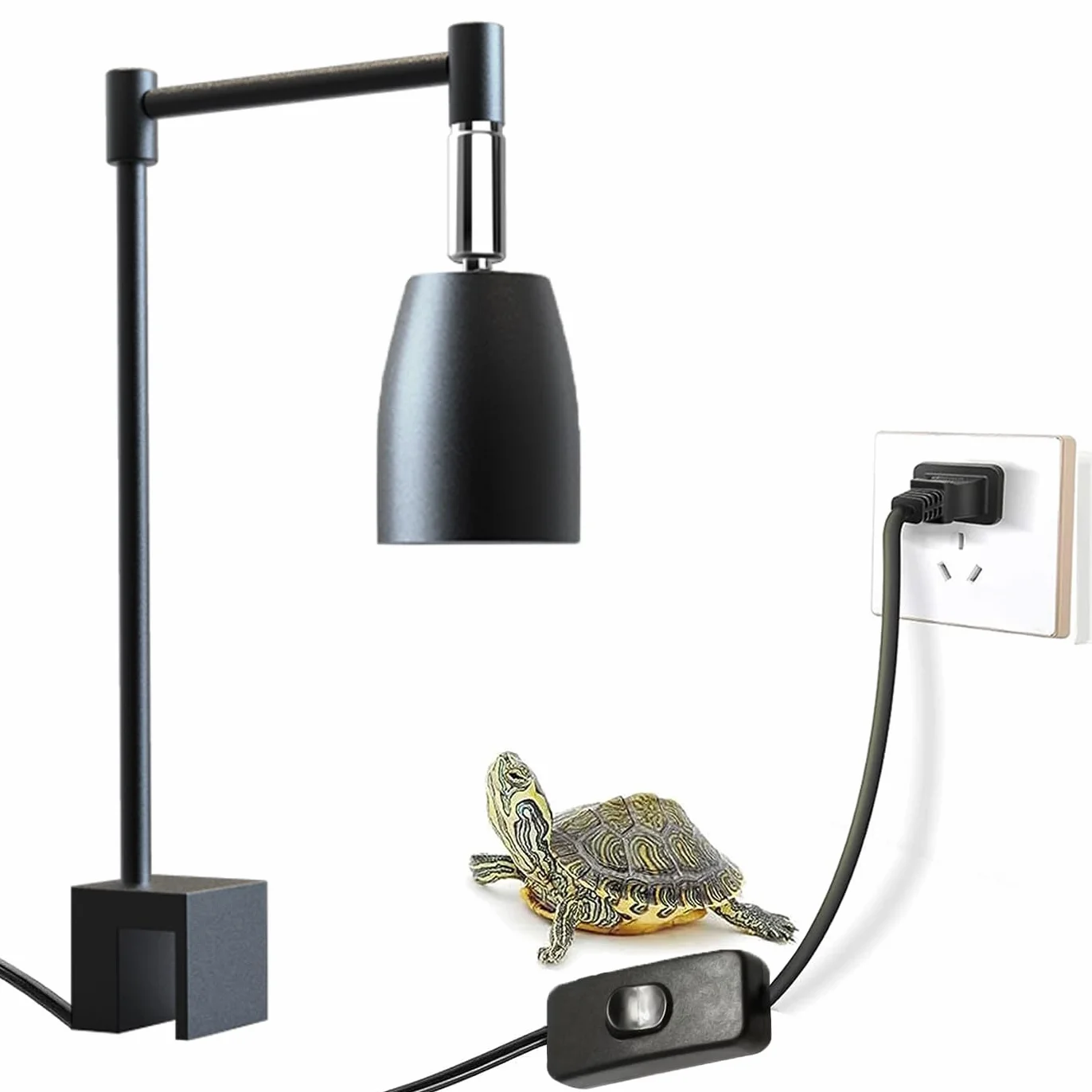 Lampe Chauffante Reptile Rotatif 360° en Métal - pour Lampe UVA/UVB - Accessoire Terrarium Serpent, Tortue, Lézard