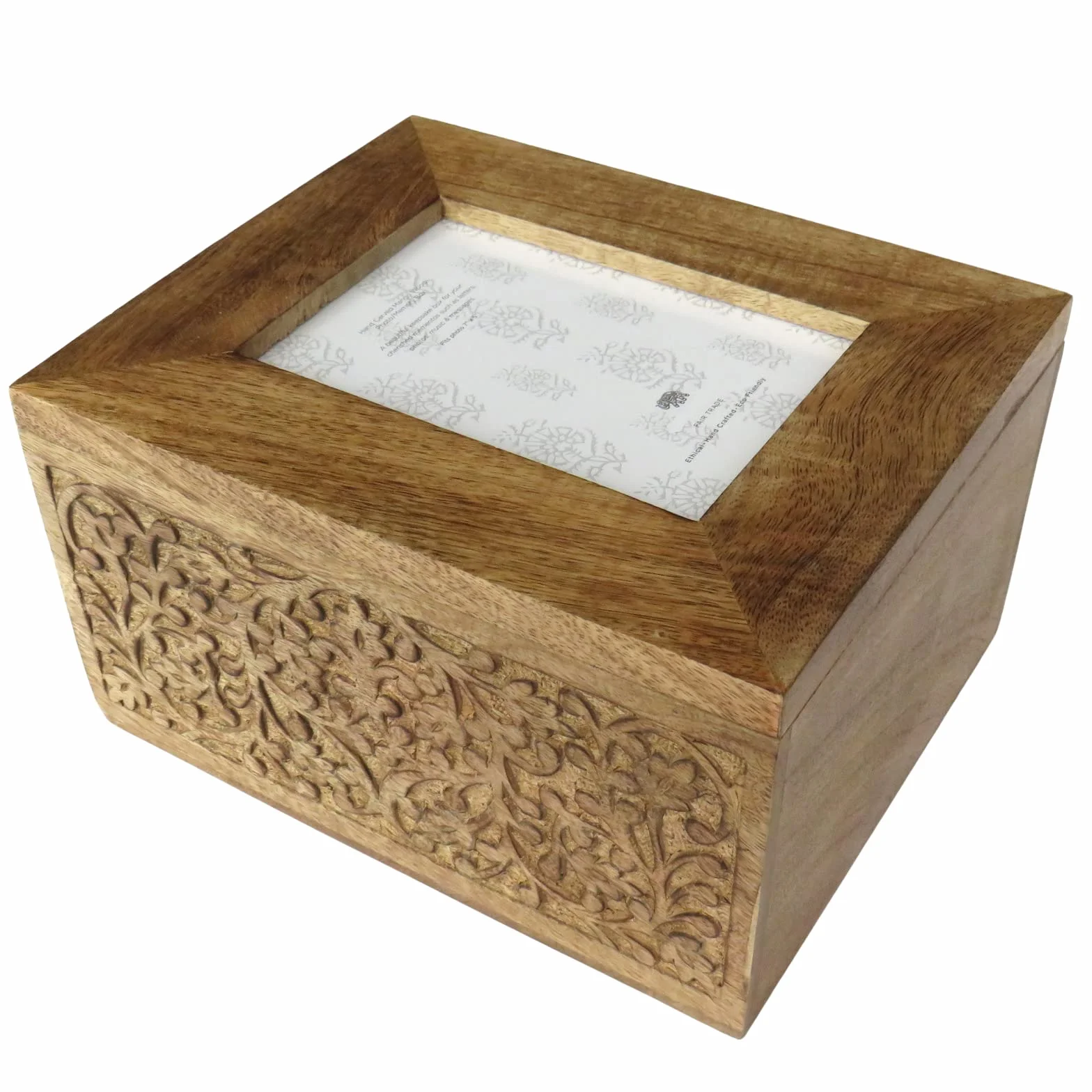 Grande boîte souvenir en bois avec cadre photo intégré