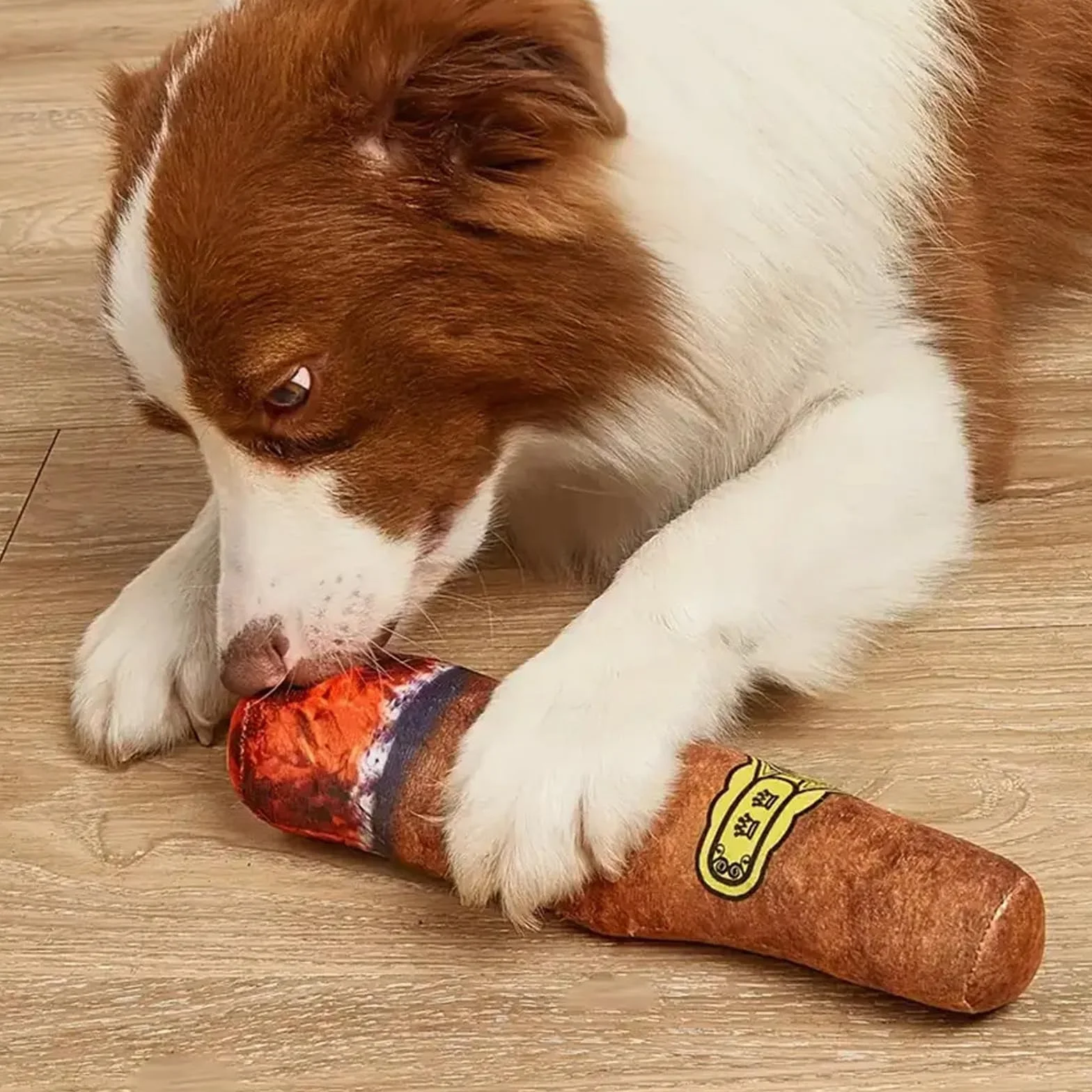 Jouet pour Chien Squeaky en Forme de Cigarette, Peluche avec Papier Froissé 2 Pièces