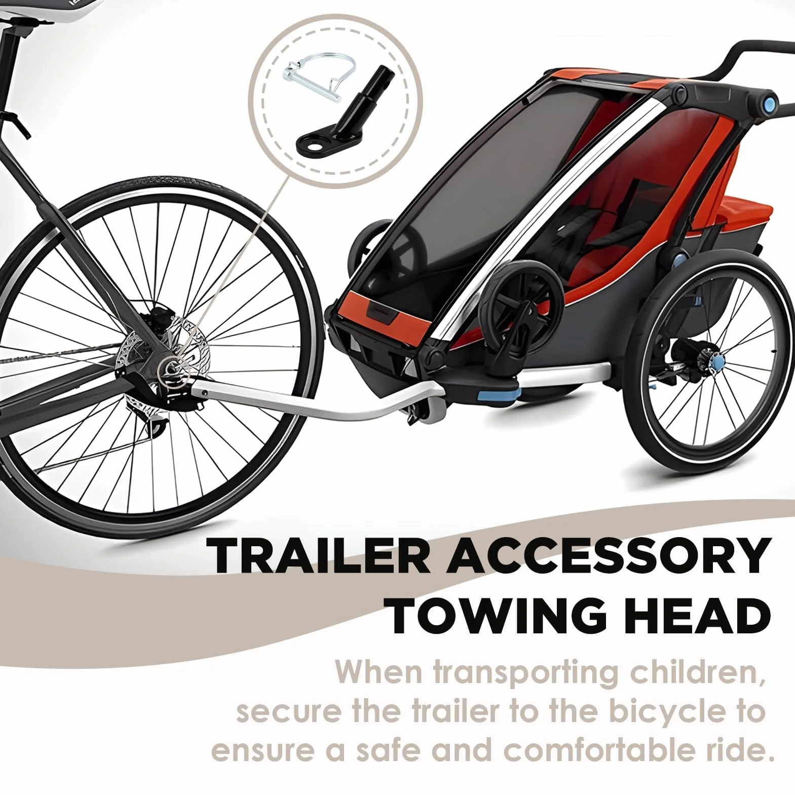 Attache Remorque Vélo Universelle avec Goupille de Sécurité, Fixation en Acier Allié