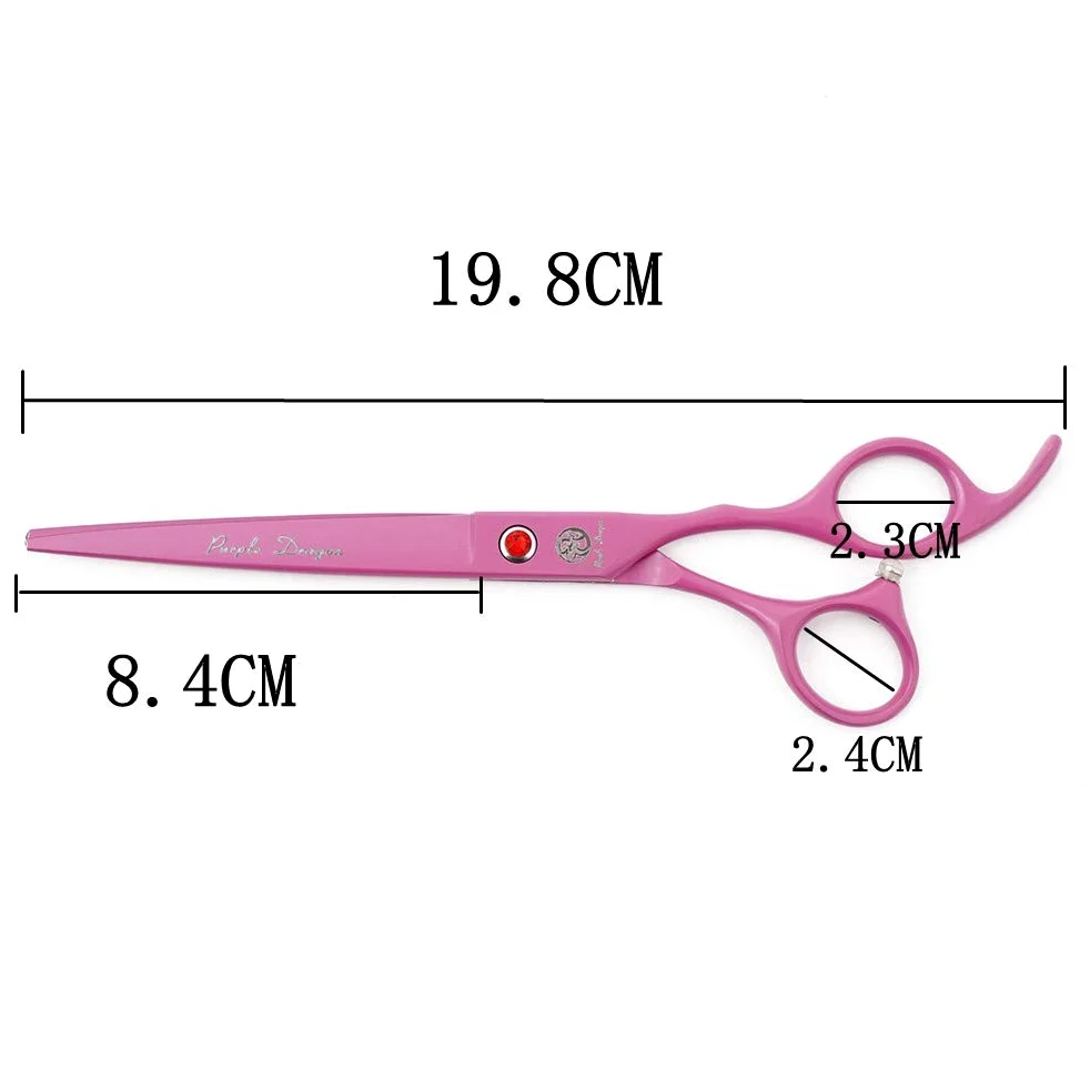 Purple Dragon Lot de 3 ciseaux de toilettage pour chien et chat Rose 17,8 cm