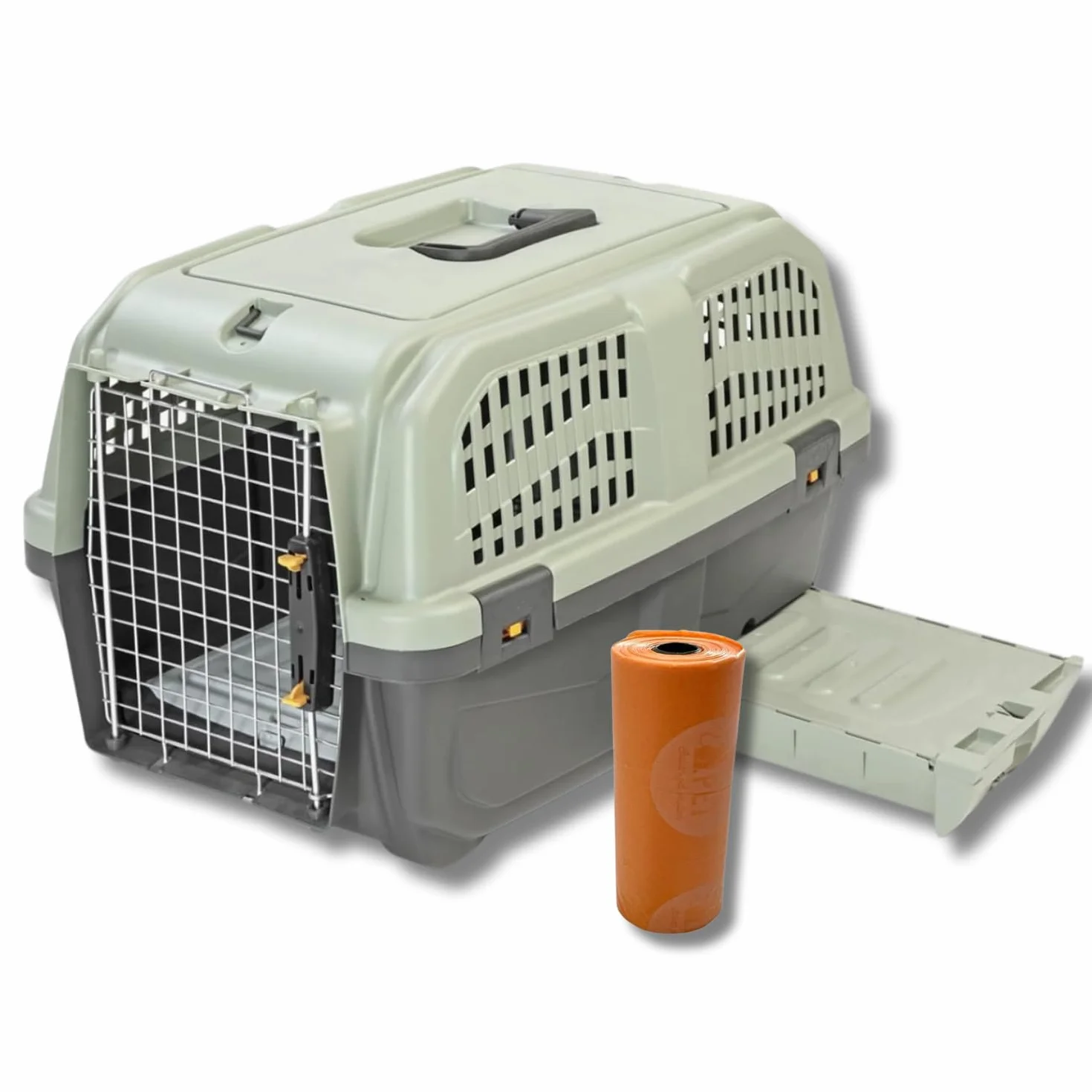 Pet's Market Transport Skudo Cat Travel avec litière intégrée rigide en plastique 60 x 40 x 39 cm gris