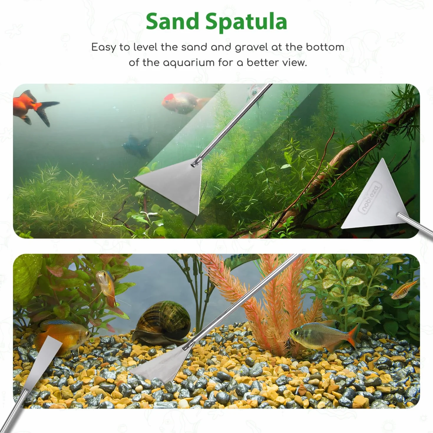Nobleza 4-en-1 Aquarium Aquascaping Kit Débutant, Outils en Acier Inoxydable, Ciseaux Pinces Spatule