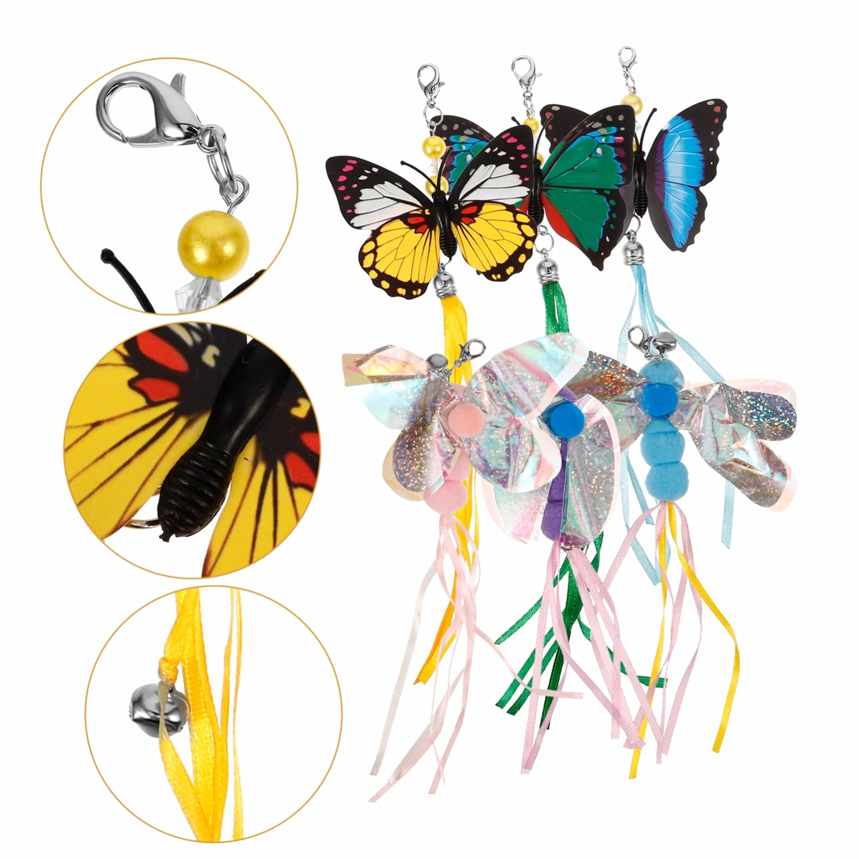 INOOMP 30pièces Accessoires De Remplacement pour De Chat Jouets Insectes Libellule Coccinelle Abeille Interactifs Et Ludiques pour Chats Et Chatons
