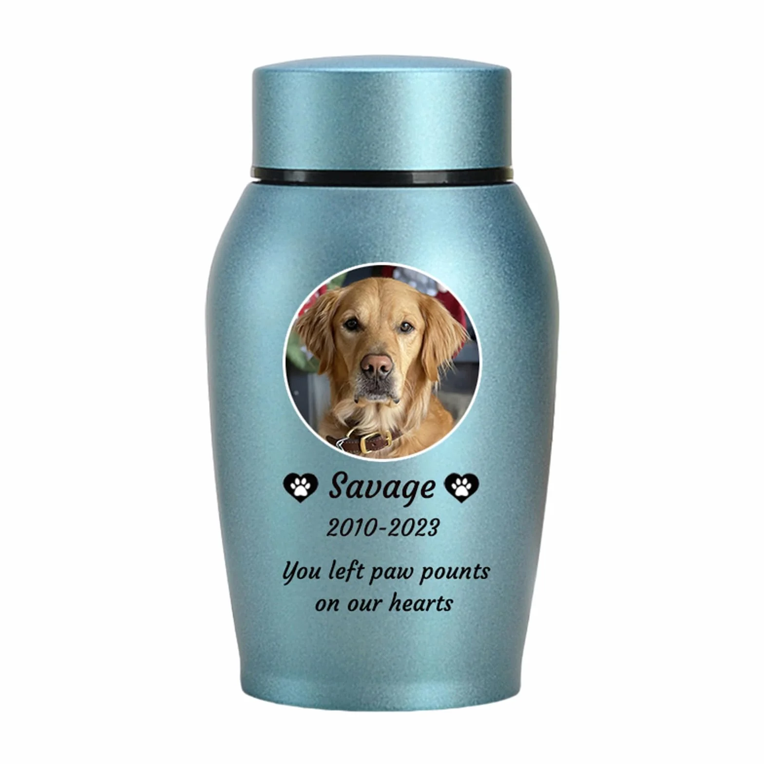 Urnes pour Cendres de Chien personnalisées en Acier Inoxydable, Bleu, Big