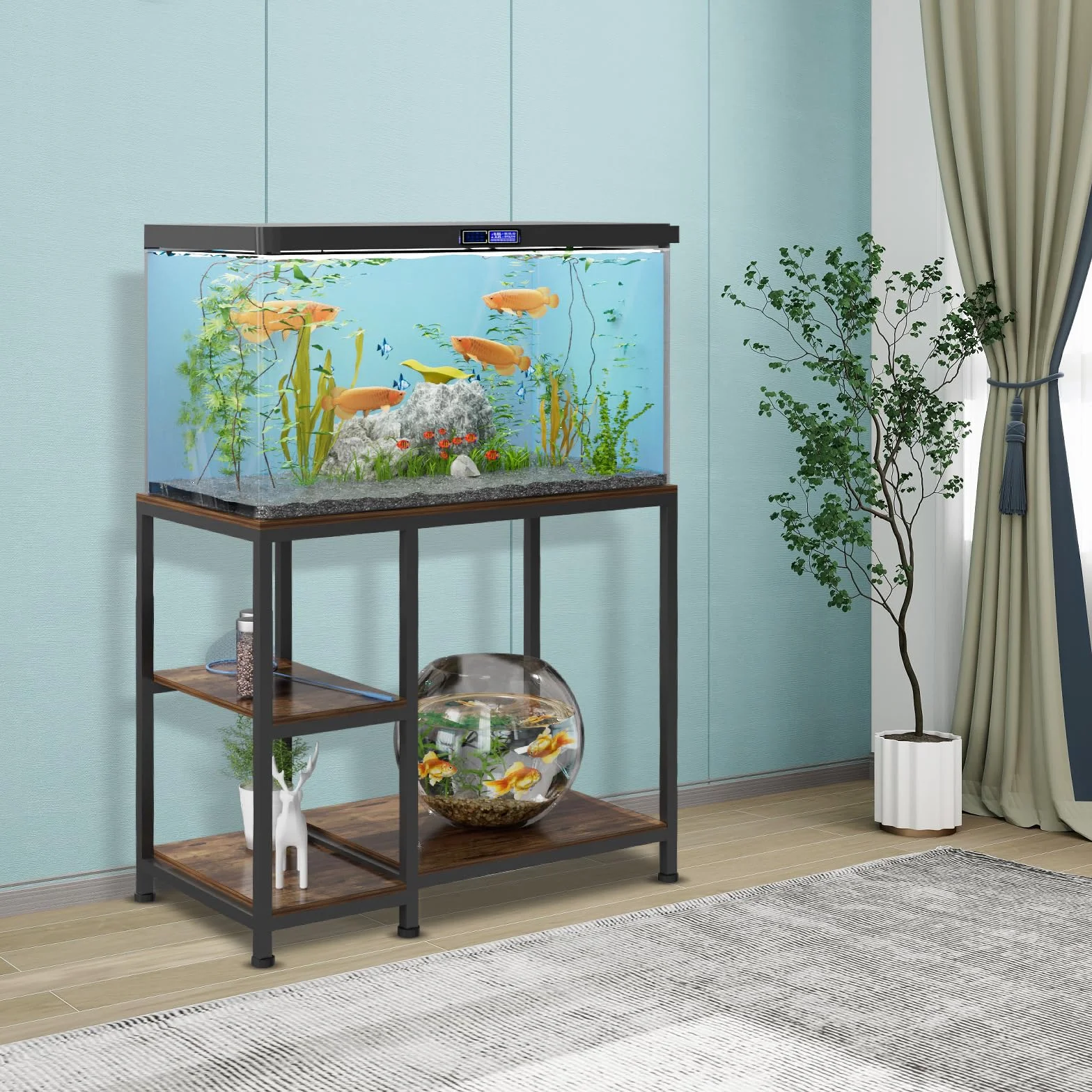 VyGrow Support pour Aquarium 40 Gallons, Robuste 93 x 47 x 80 CM, Étagères en Bois, Capacité 330KG