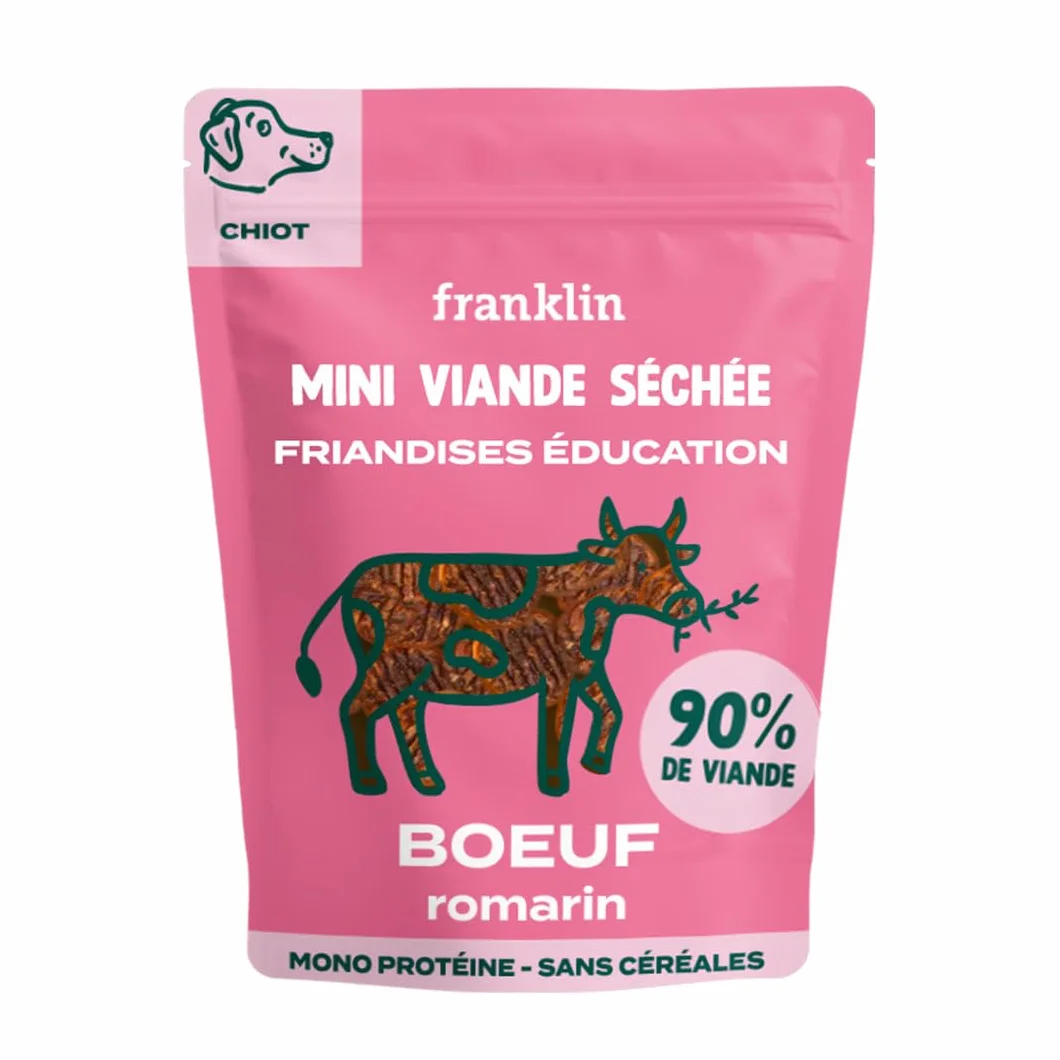 Franklin Friandise pour Chiot 90% Bœuf sans Céréales Riche en Protéines 80 g