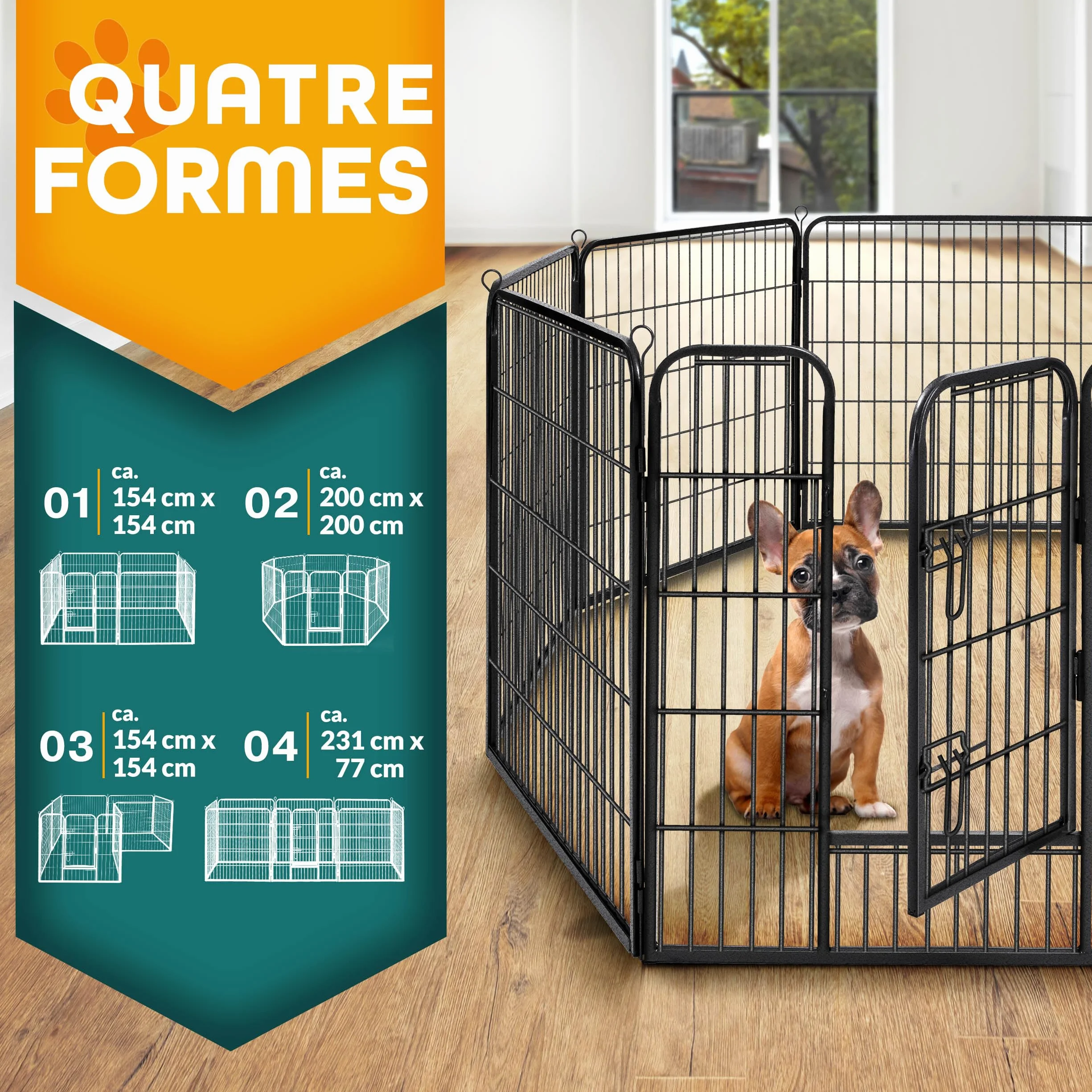 TRESKO Enclos pour Chiens 77 x 80 cm Métal Extérieur