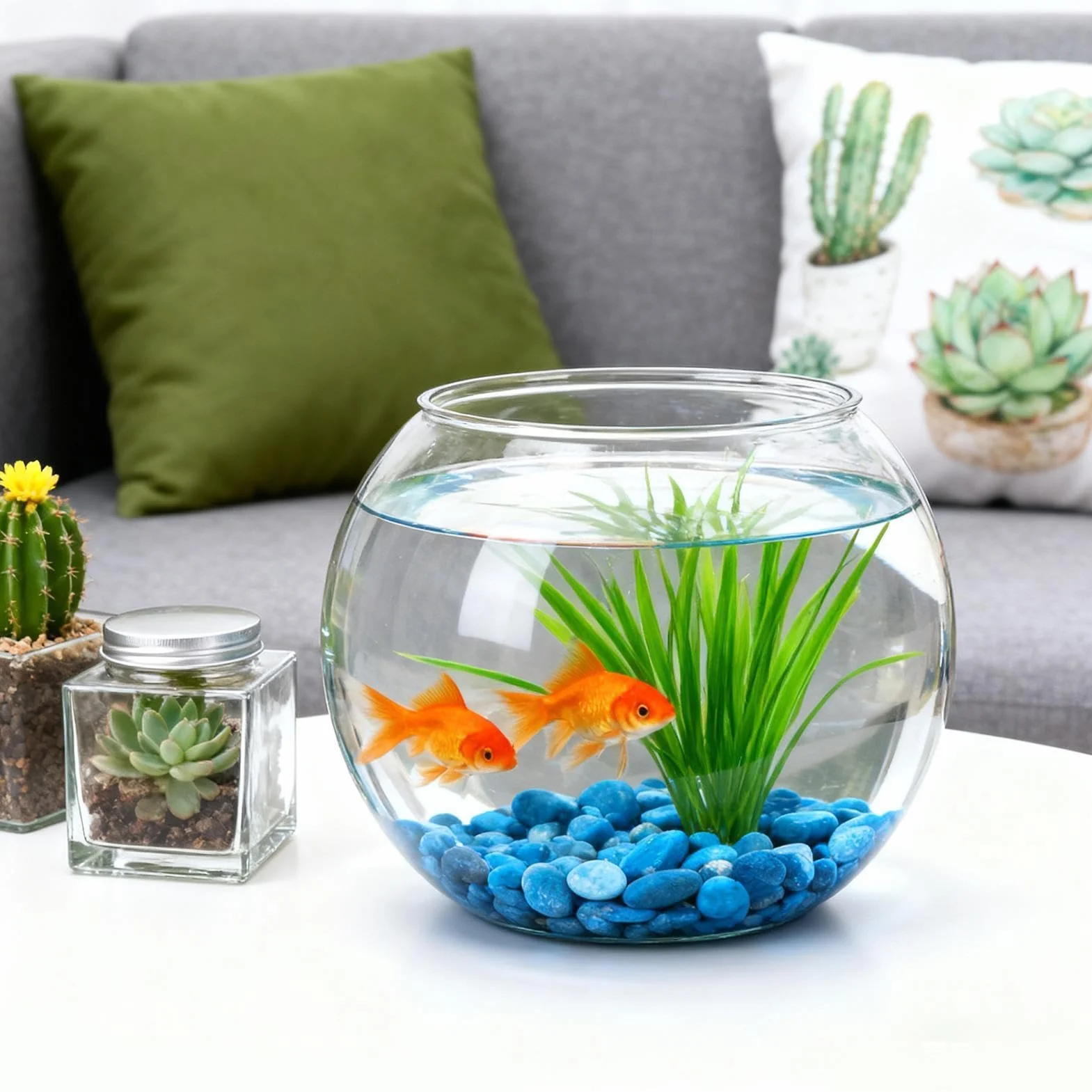 Petit aquarium décoratif transparent à bulles pour décoration de table