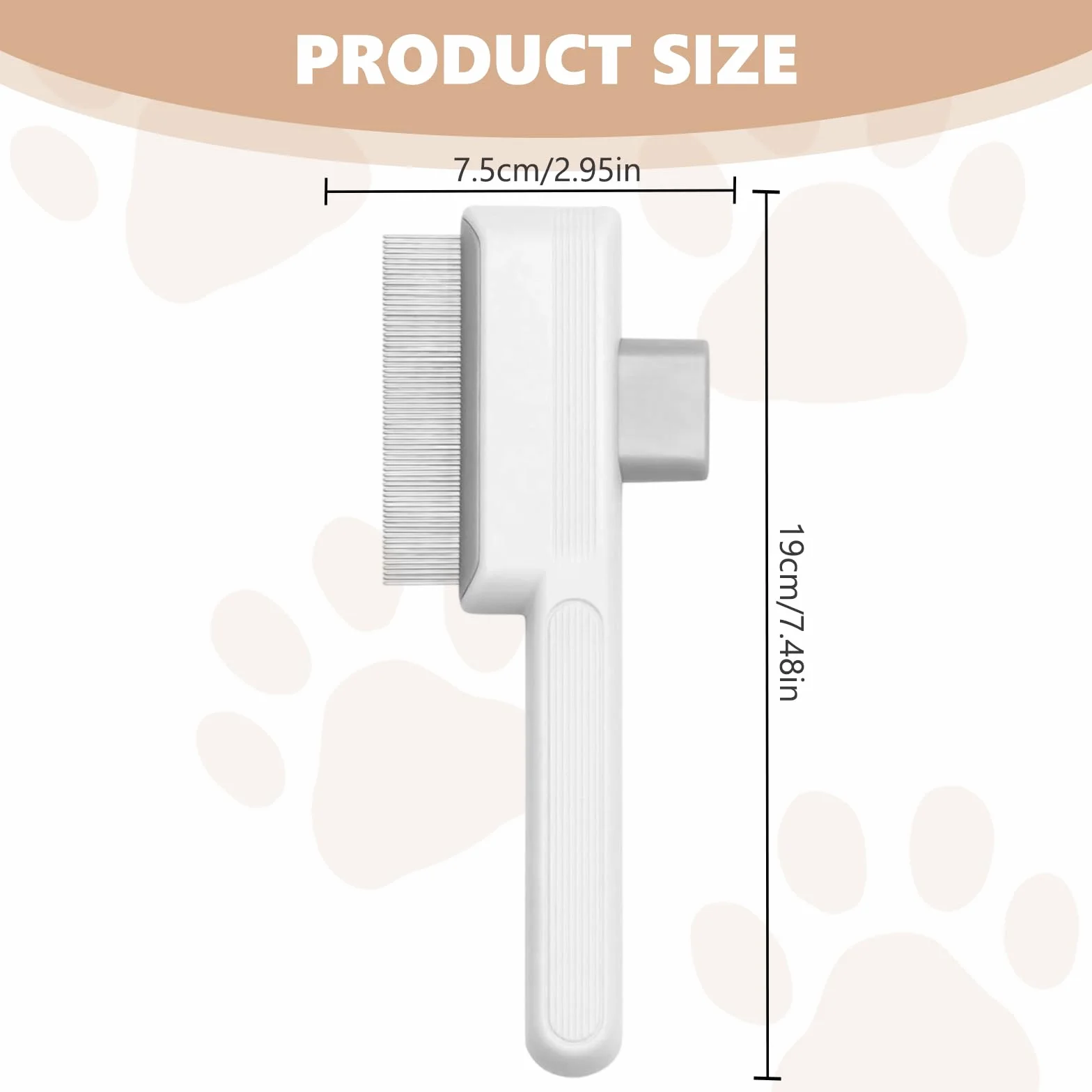 Peigne Anti-puces Autonettoyant pour Chats avec Bouton de Libération, Brosse de Toilettage Blanc