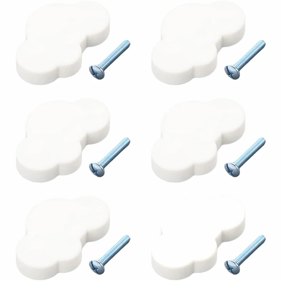 Lot de 6 boutons de tiroir en caoutchouc souple blanc pour chambre d'enfant