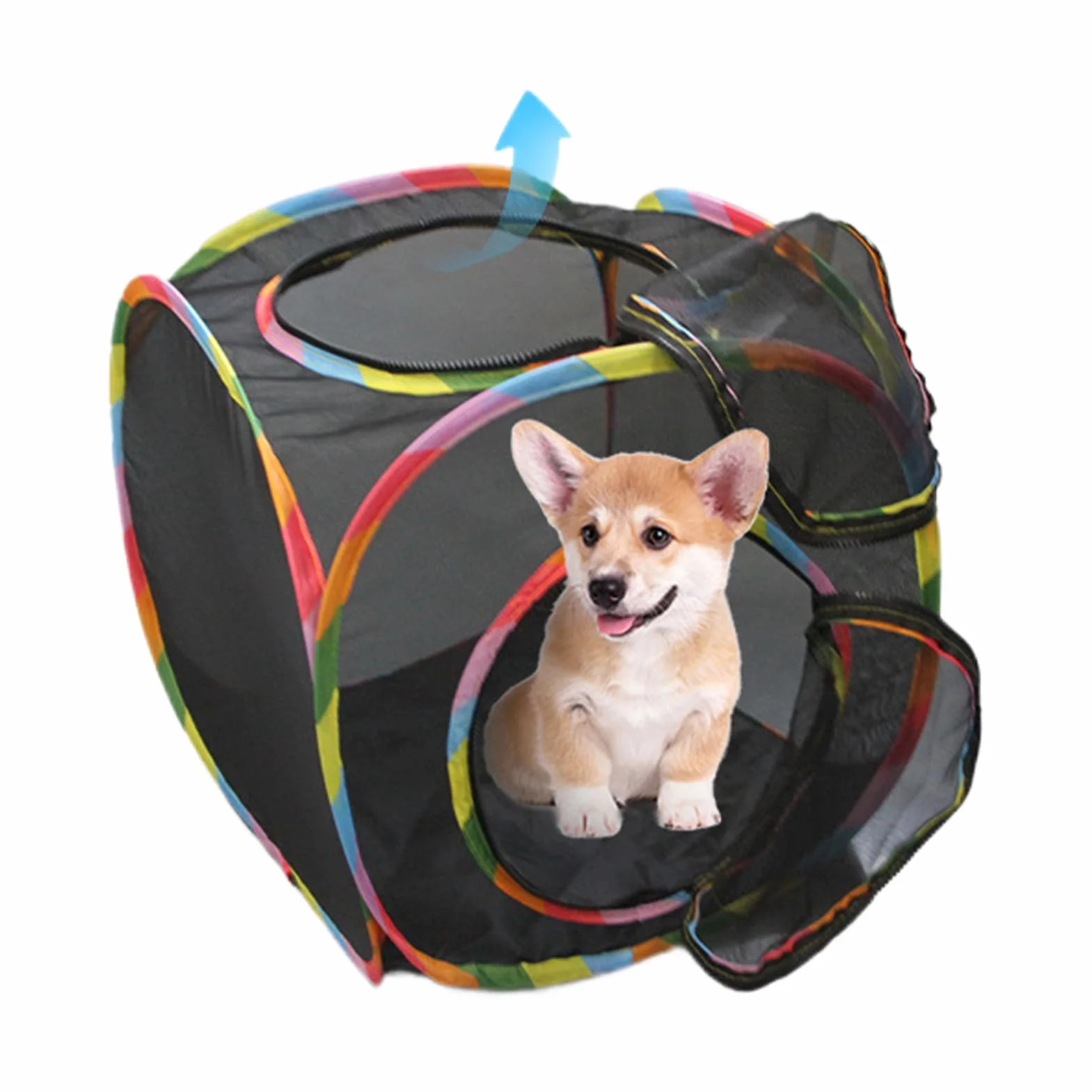 Cube pour Chat d'Extérieur - Cabane de Jeu avec Toit - Maison Pliante en Maillage Aéré