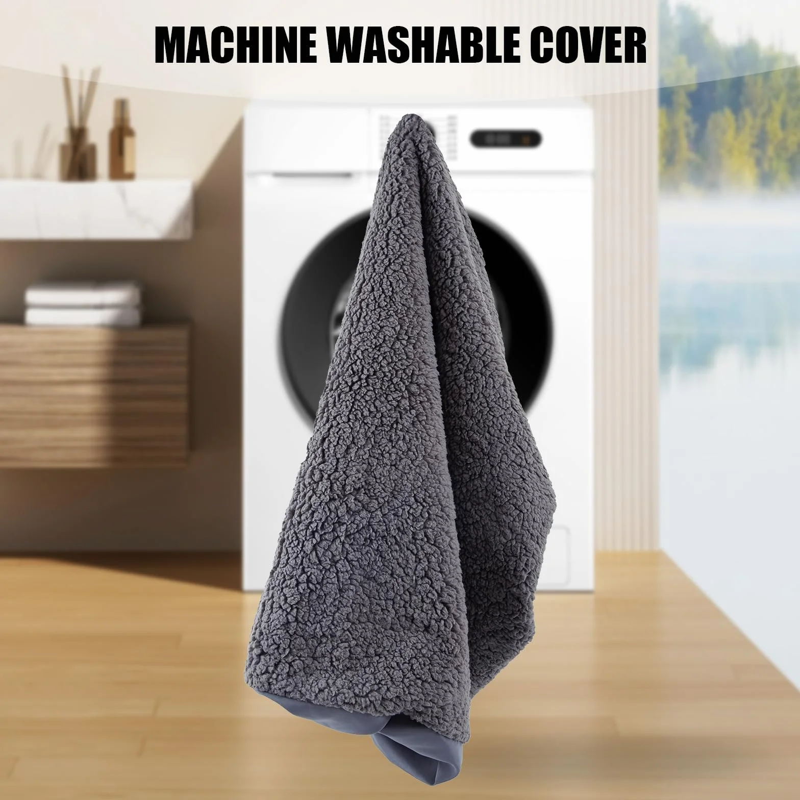Housse de Rechange pour Lit de Chien Lavable Imperméable Peluche Douce Housse de Matelas Animaux