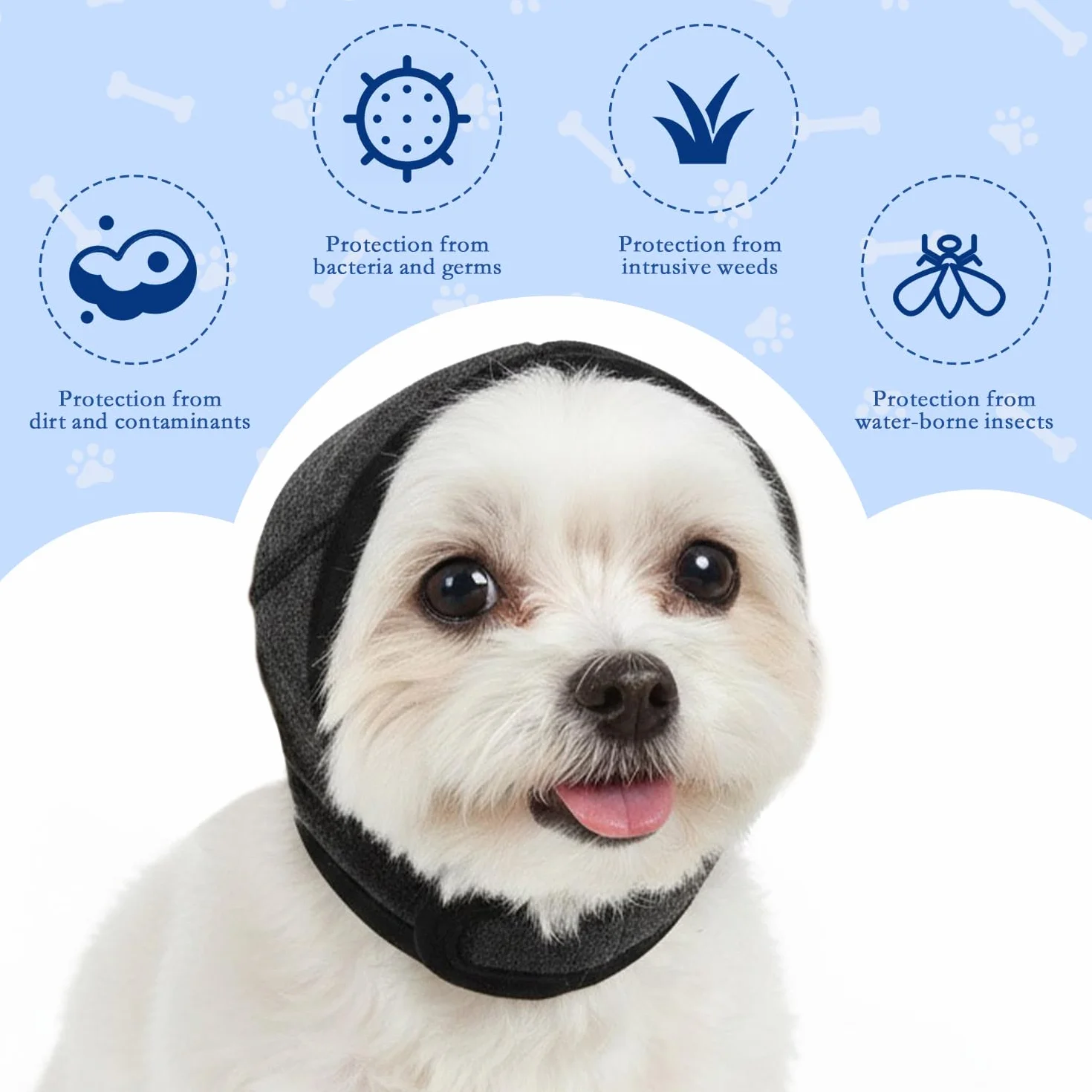 Protège-Oreilles Chien, Protection Auditive Anti-Bruit Réglable pour Petits et Moyens Chiens, Convient pour Toilettage, Bain, Orage et Feux d'artifice (Gris-S)