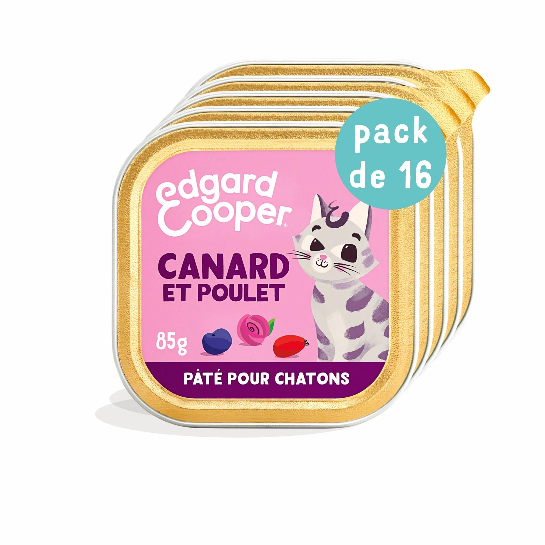 Edgard & Cooper Pâtée Pour Chaton Stérilisé Canard Poulet 16 x 85g Nourriture humide Sans Céréales