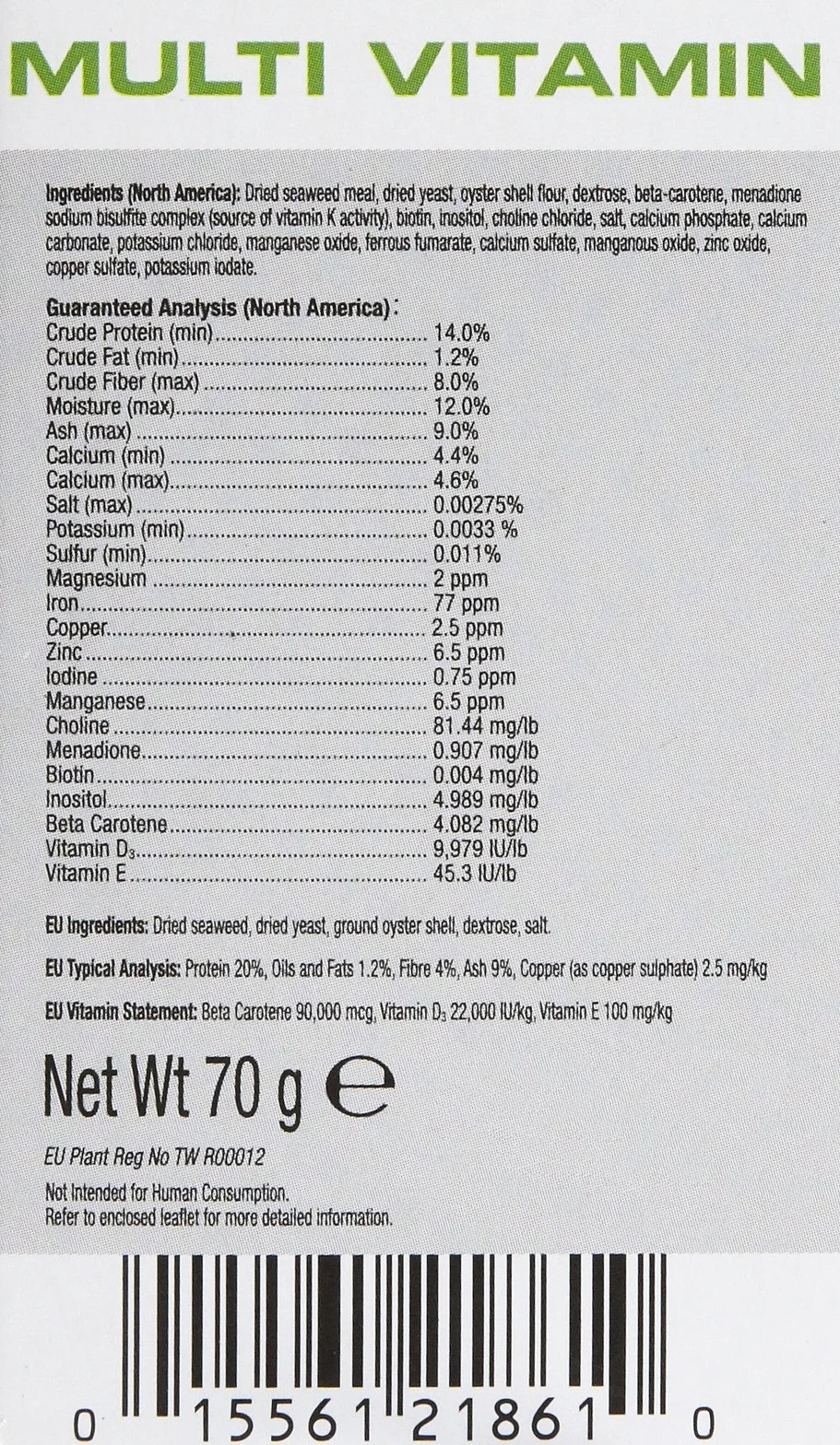 Exoterra Hygiène Reptile Multi Vitamine Poudre 70 g