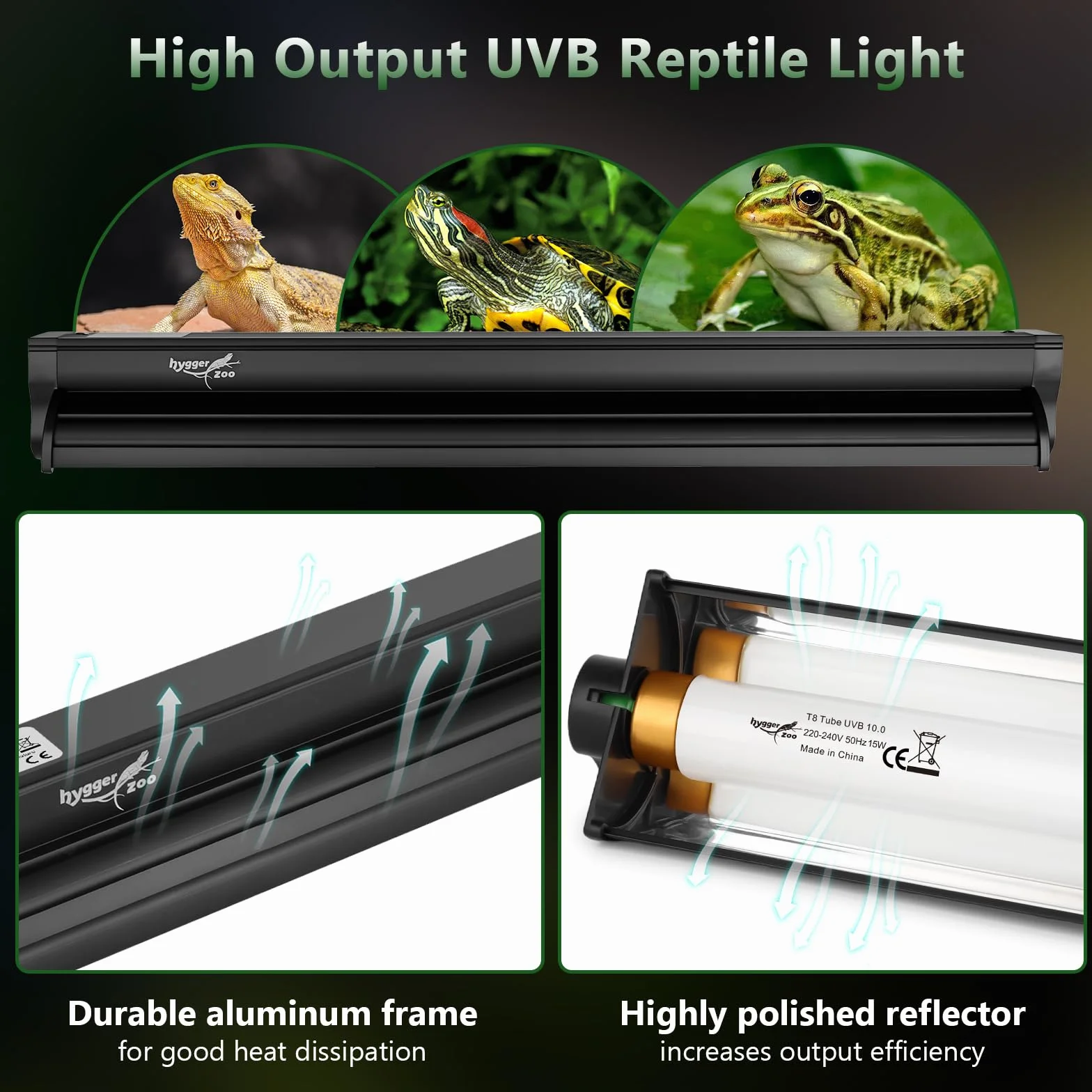 Kit de reptile lumière T8 Lampe UVB 10.0 24" 62cm pour tortue dragon barbue
