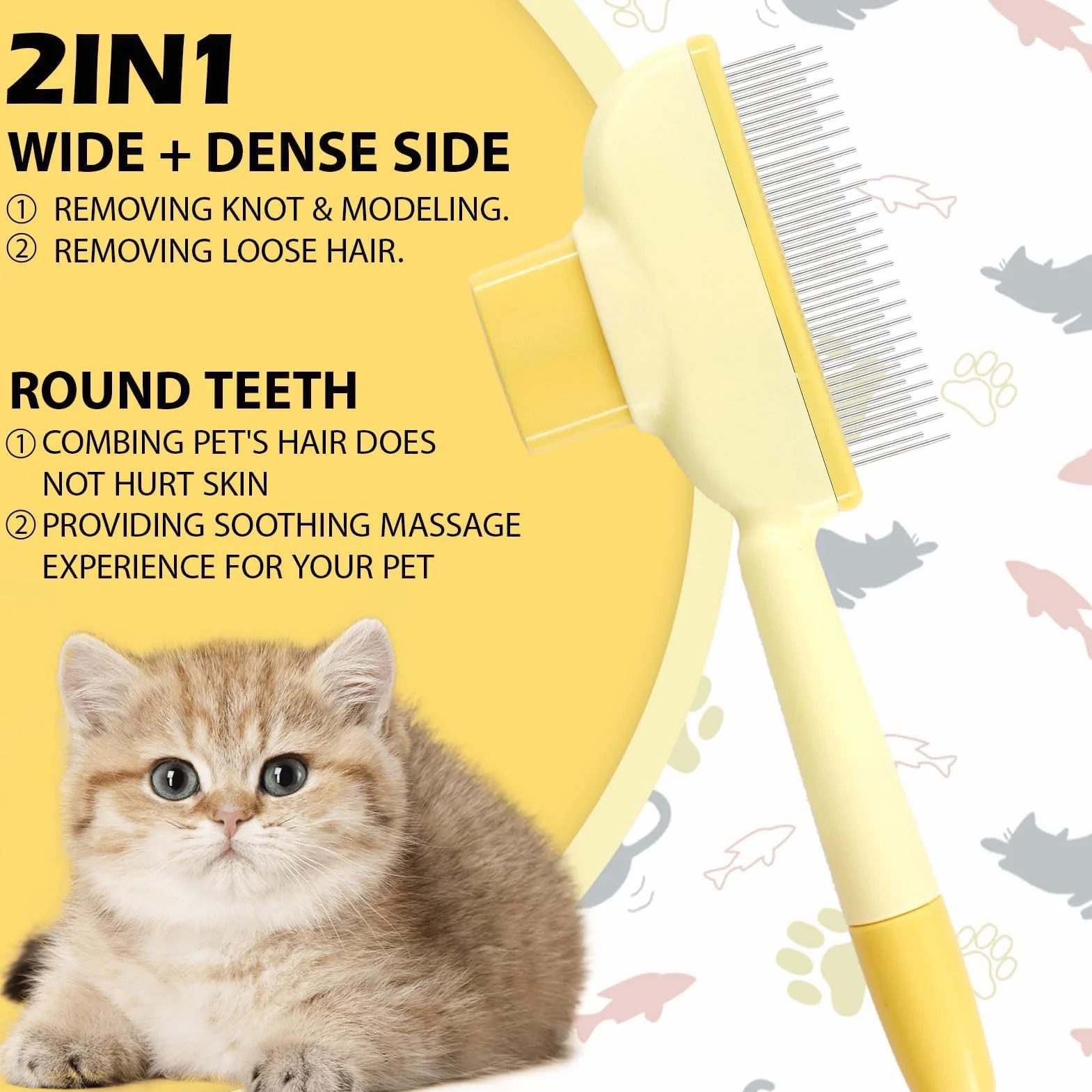 Brosse Fellblitz pour chat, peigne autonettoyant anti-puces avec bouton de déclenchement