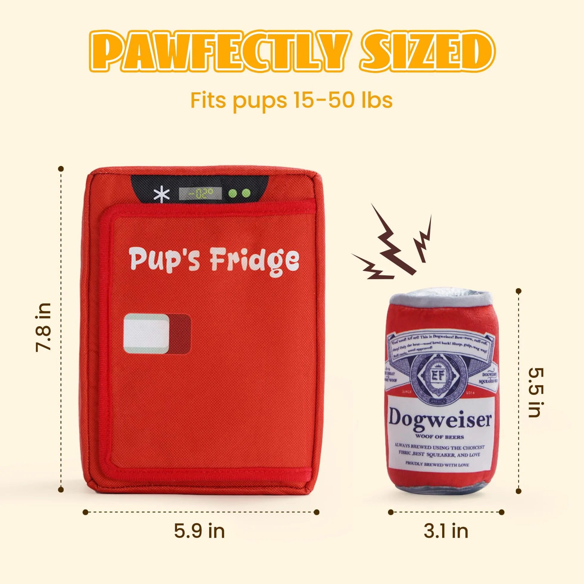 Nocciola Lot de 3 Jouets Amusants en Forme de Bière avec Mini-frigo, Jeu Cache-Cache pour Chiens
