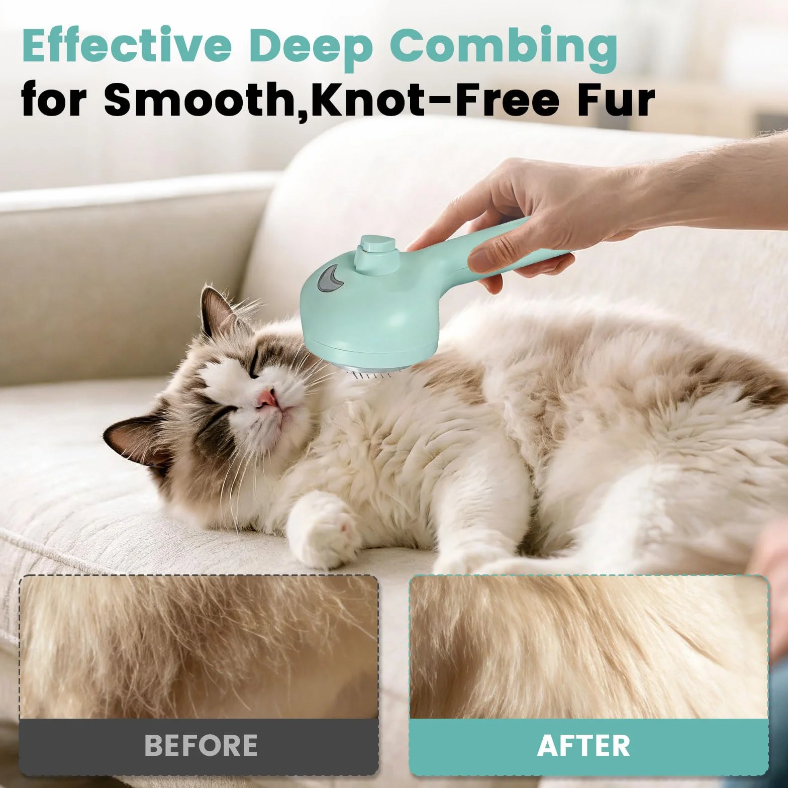 Brosse Autonettoyante pour Poils pour Chien Chat Animaux Peigne Multifonctionnel à Vapeur Vert