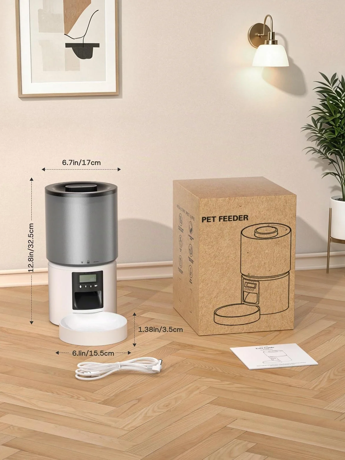 Distributeur Croquettes Chat Automatique 4L Programmable 6 Repas Fonction Vocale 10s Réservoir Hermétique