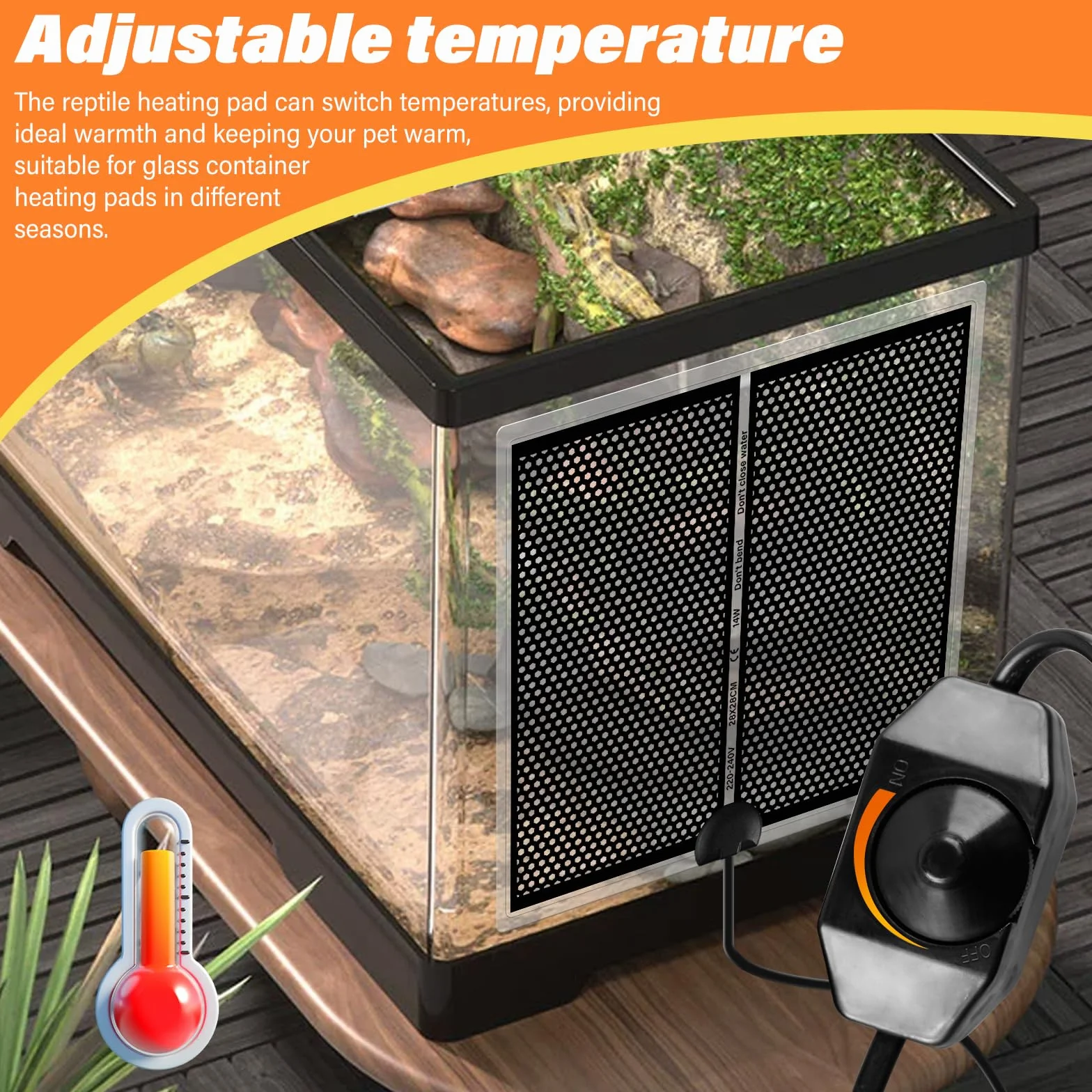 Tapis Chauffant Terrarium 2 Pièces 14W avec Régulation de Température pour Reptiles