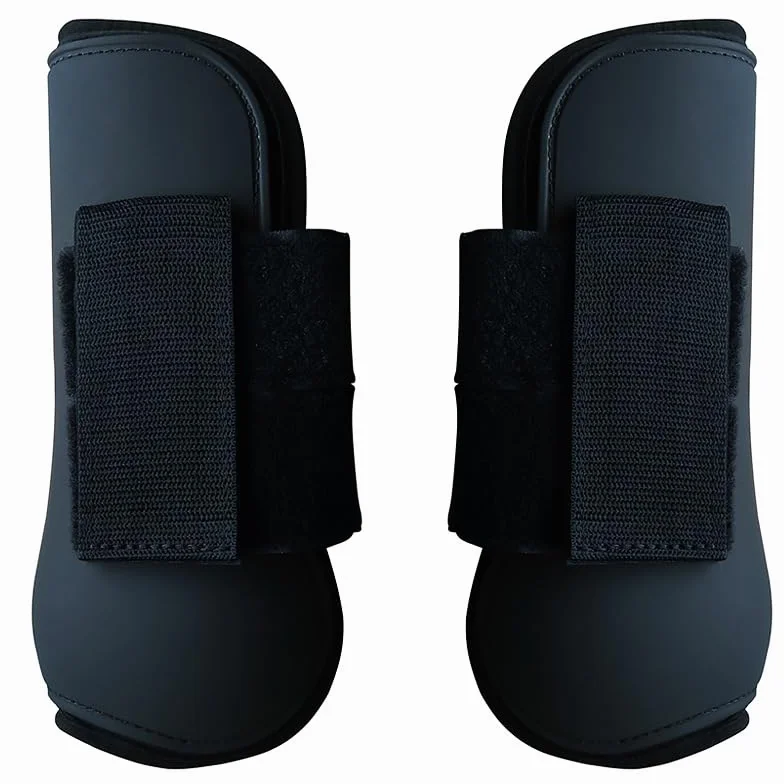 Guêtres pour cheval Lot de 4 coque rigide fermeture Velcro polyuréthane Taille L Noir